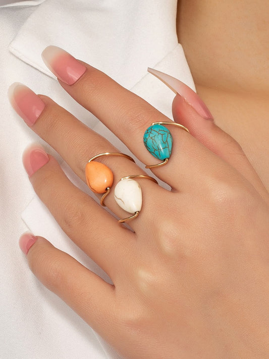 3pcs Stone Decor Ring - Seen Mai