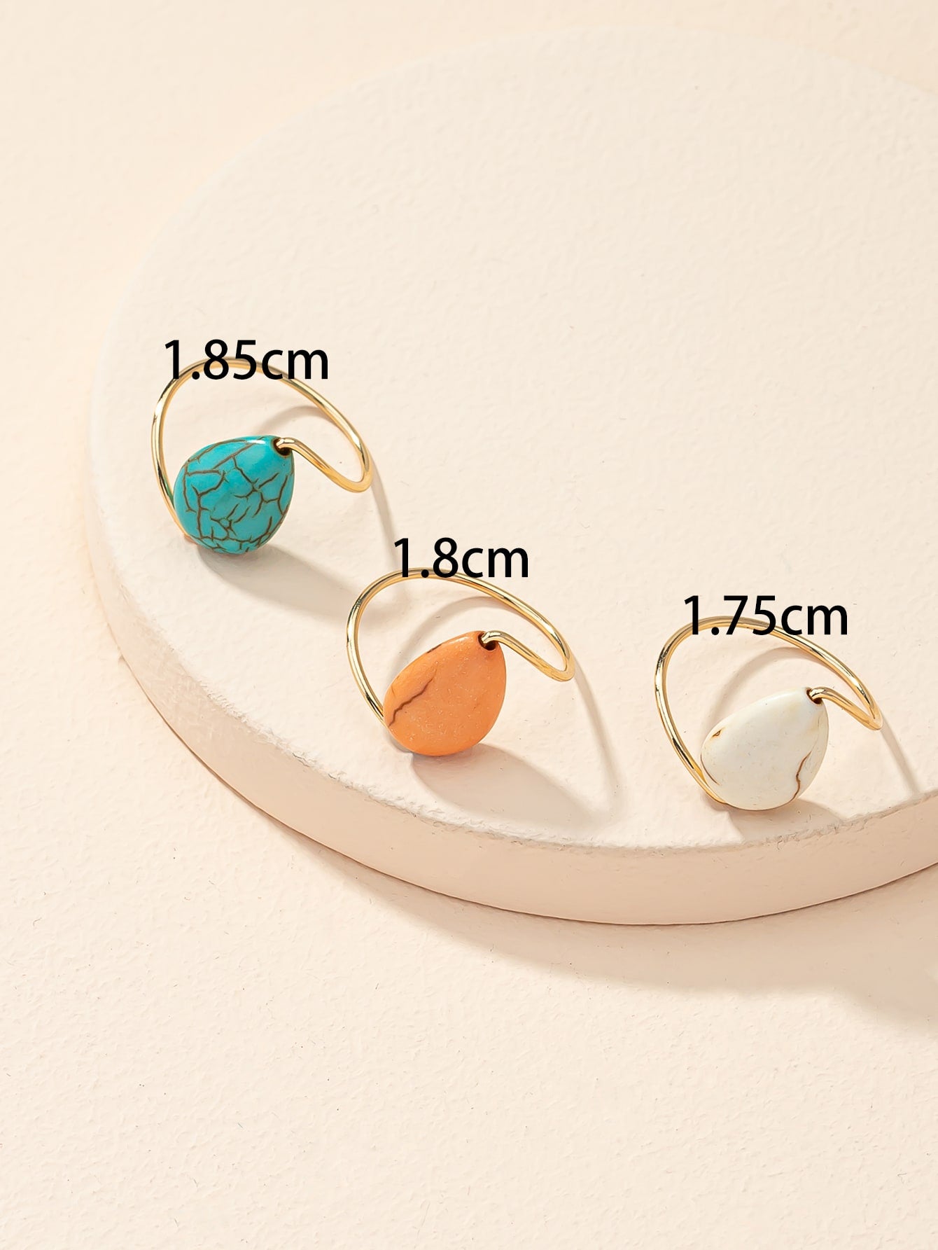 3pcs Stone Decor Ring - Seen Mai