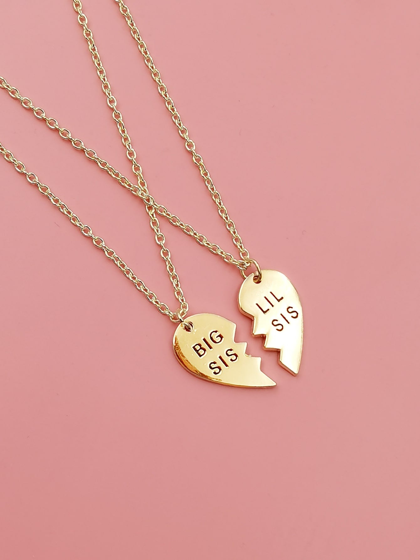 2pcs Girls Letter Detail Heart Pendant Necklace