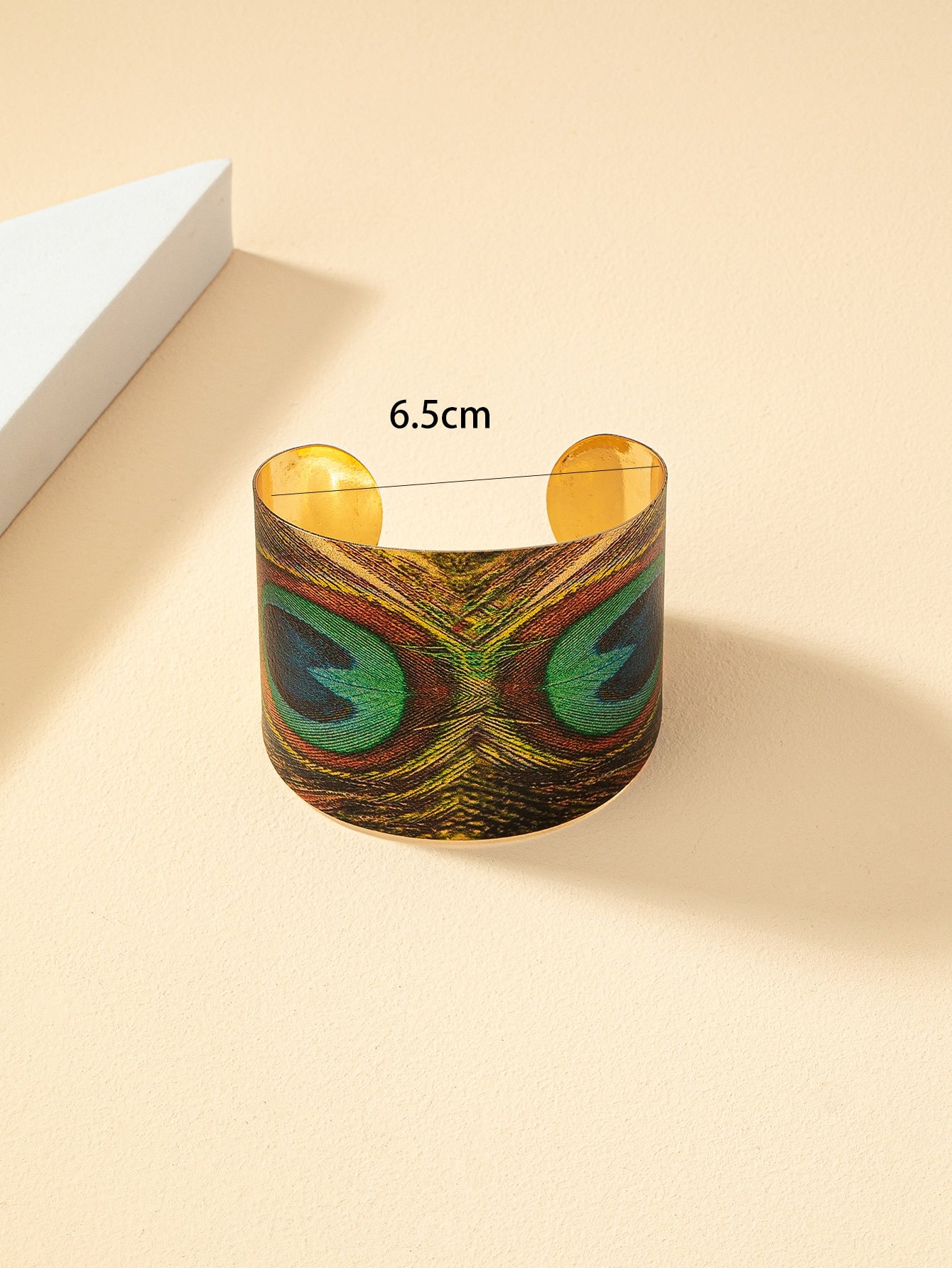 Peacock Feather Pattern Cuff Bangle - Seen Mai