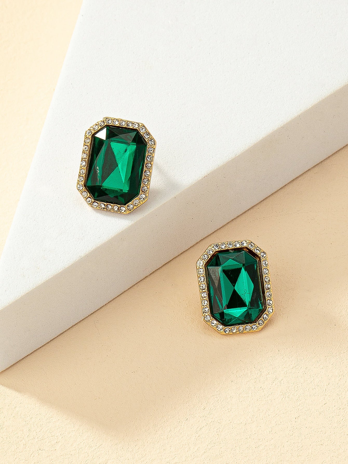 Rhinestone Decor Geometric Stud Earrings - Seen Mai