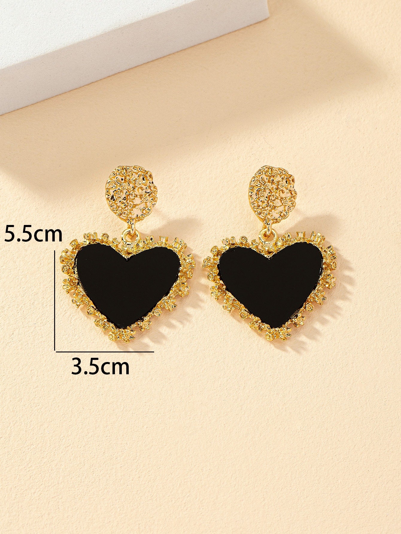 Rhinestone Detail Heart Drop Earrings - Seen Mai