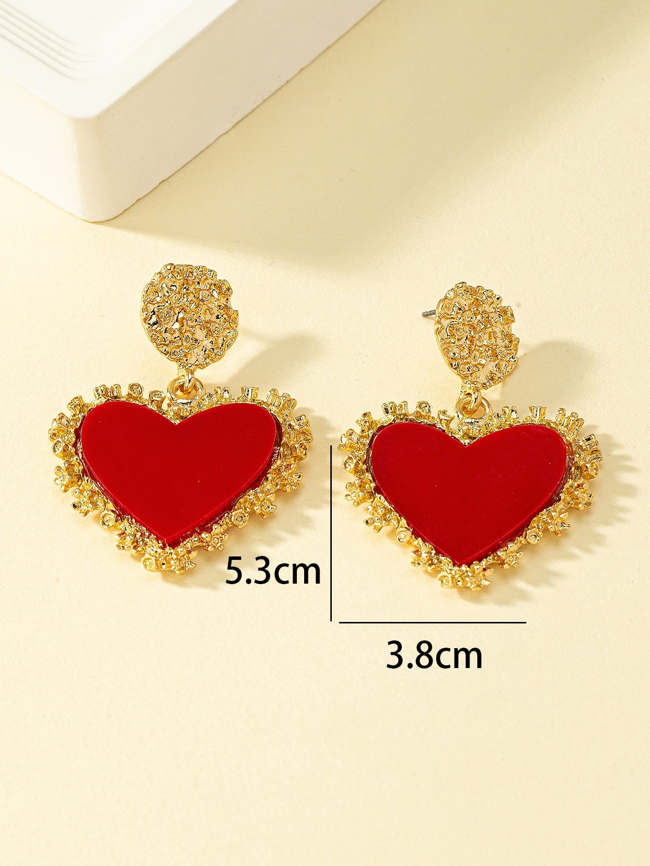 Rhinestone Detail Heart Drop Earrings - Seen Mai