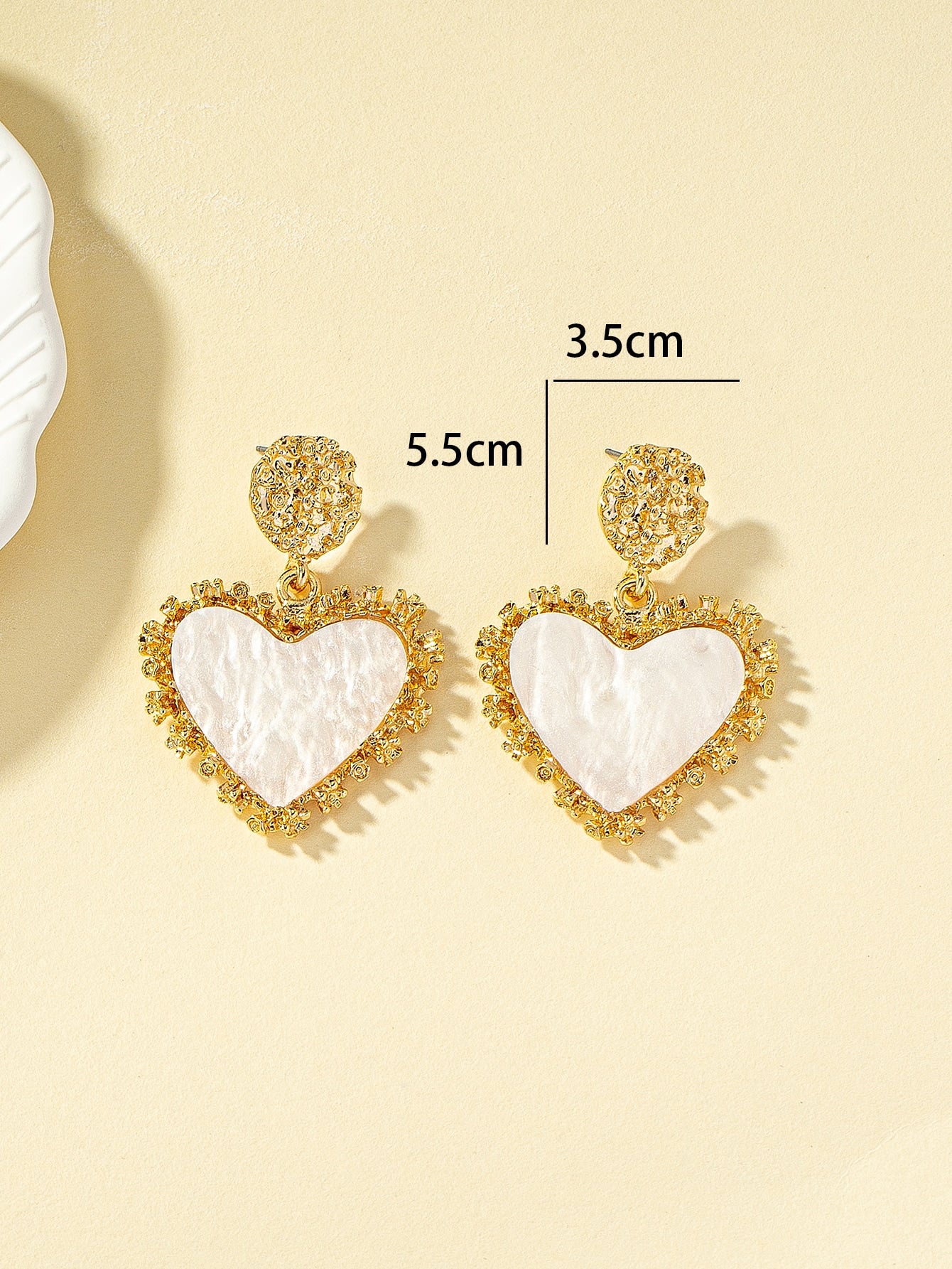 Textured Metal Heart Drop Earrings - Seen Mai