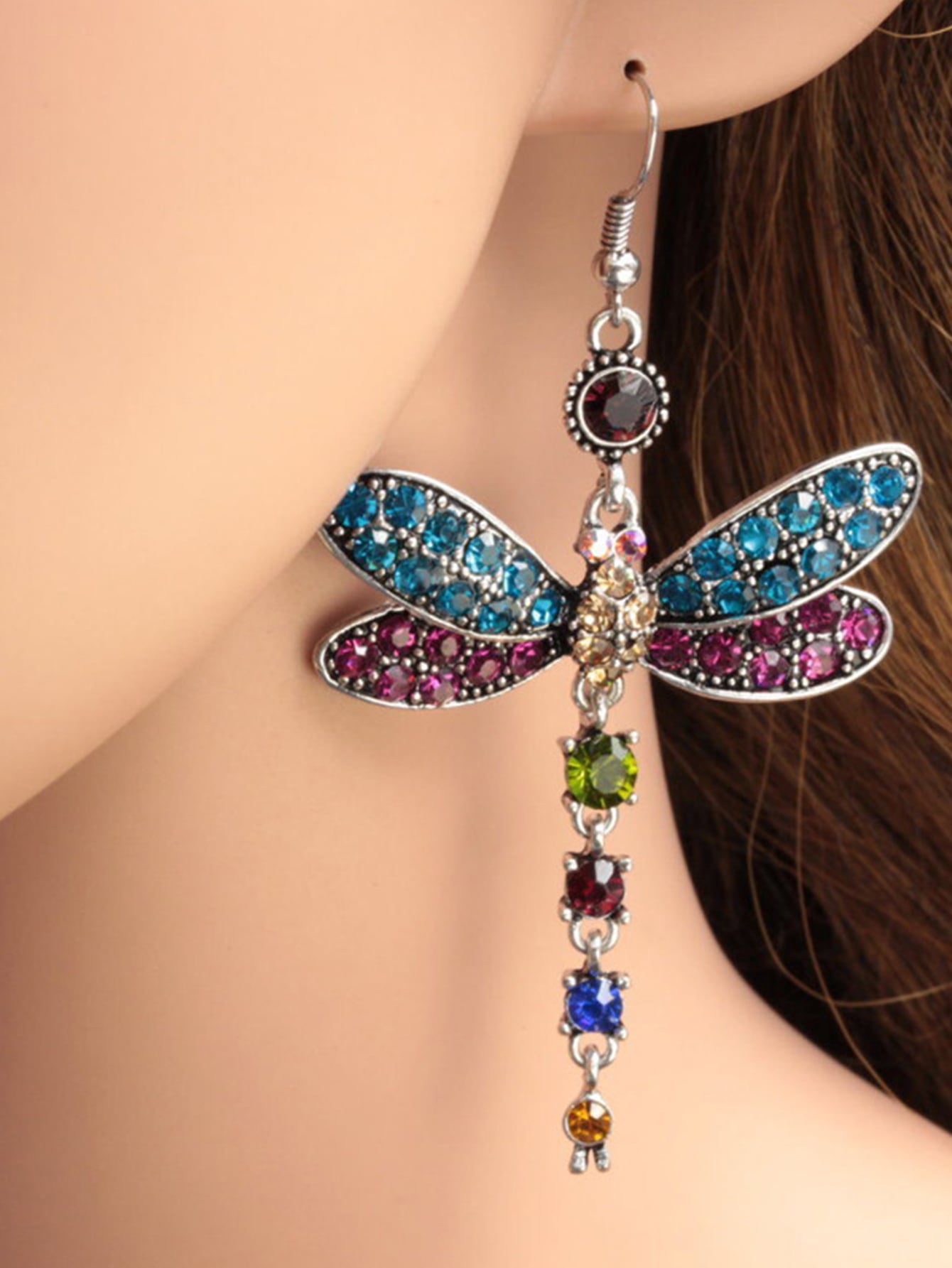 SEENMAI 2pcs Vintage Butterfly Shaped Long Dangle Earrings