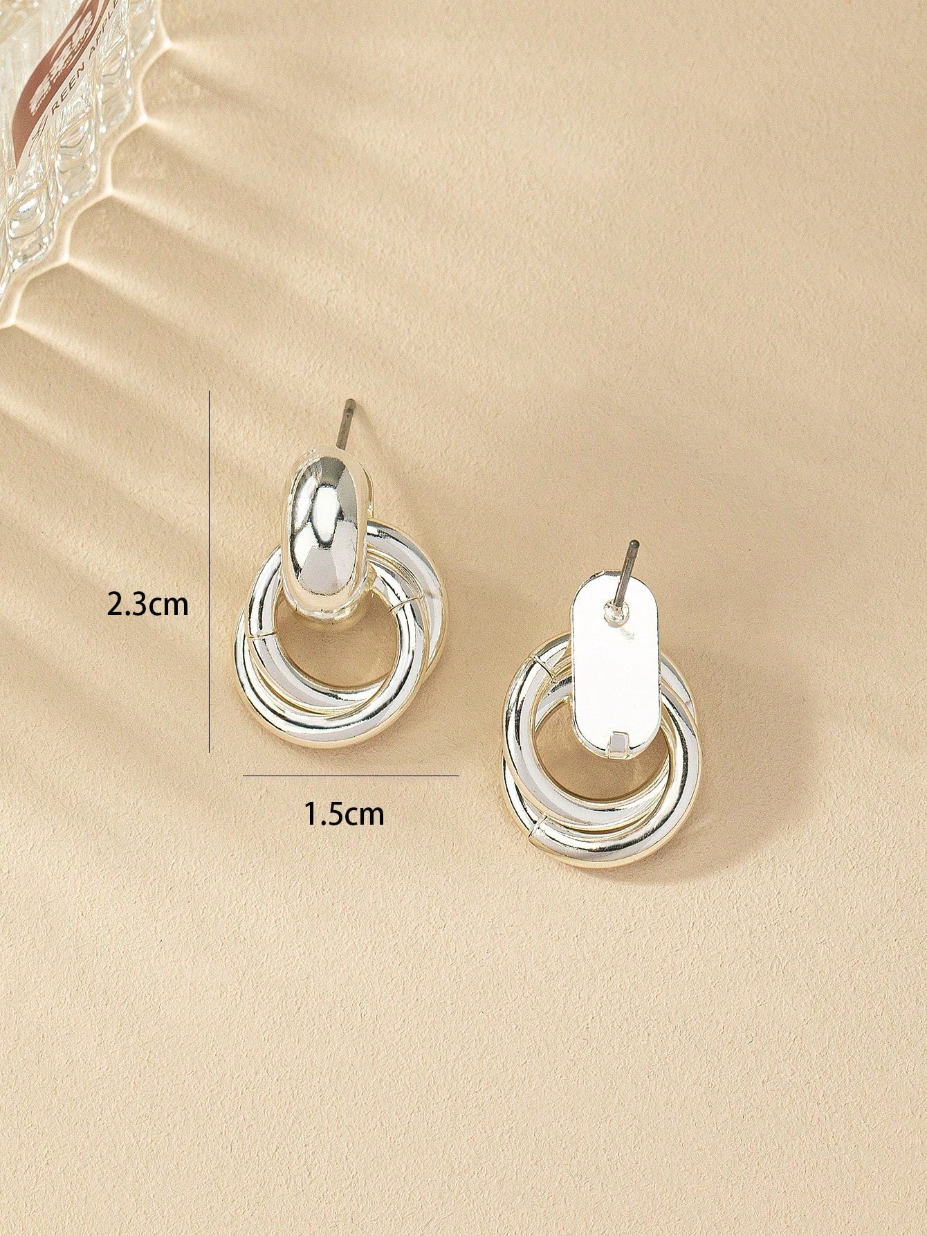 1pair Metal Circular Button Hoop Earrings - Seen Mai