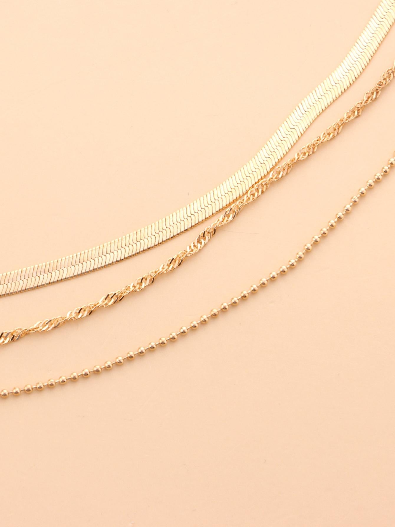 SEENMAI 3pcs Trendy Minimalist Multi-Layer Chain Necklace