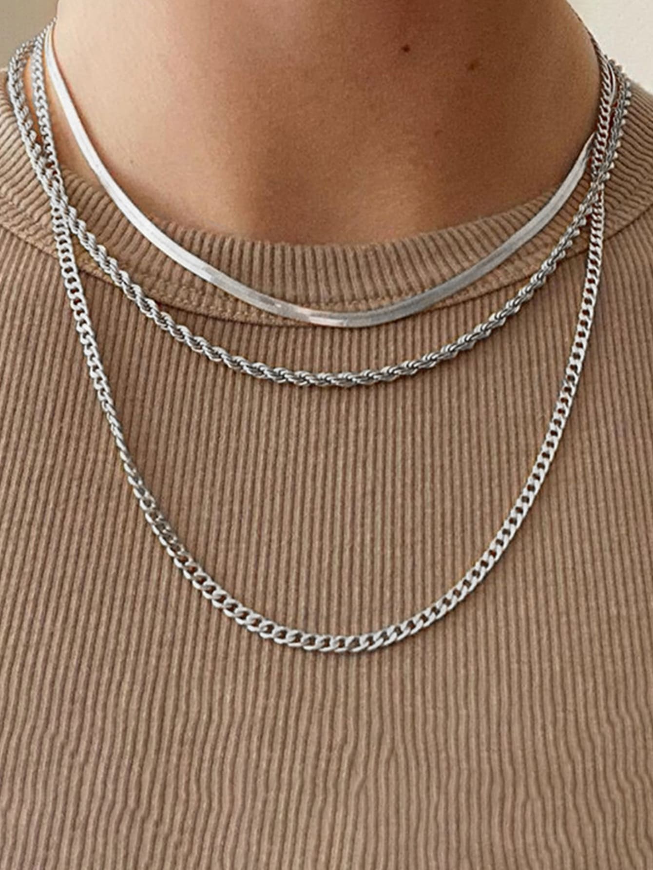 SEENMAI 3pcs Trendy Minimalist Multi-Layer Chain Necklace