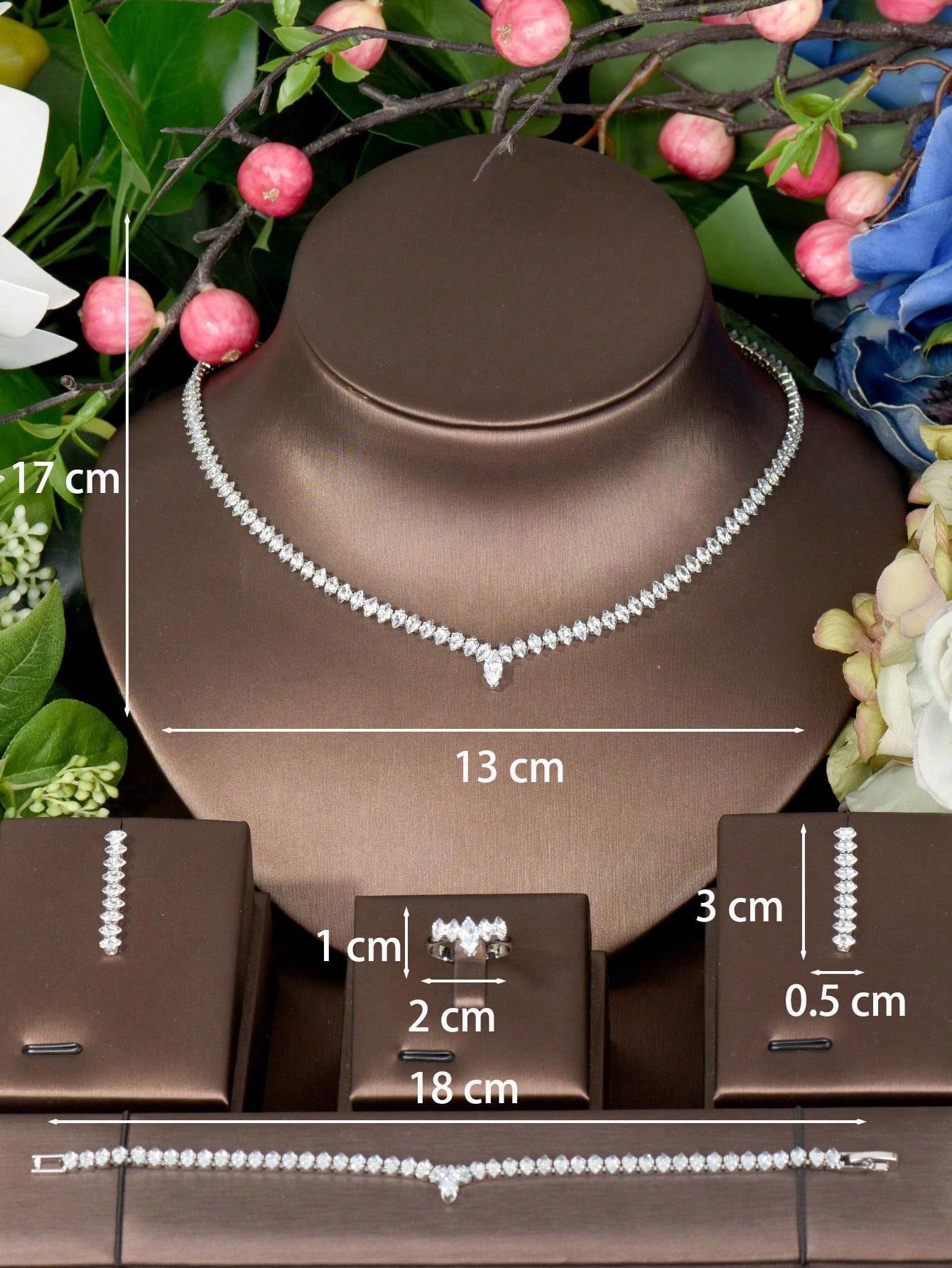 1set Luxurious Cubic Zirconia & Minimalist Chain Decorated Jewelry Set, Suitable For Women's Wedding Wear - Seen Mai