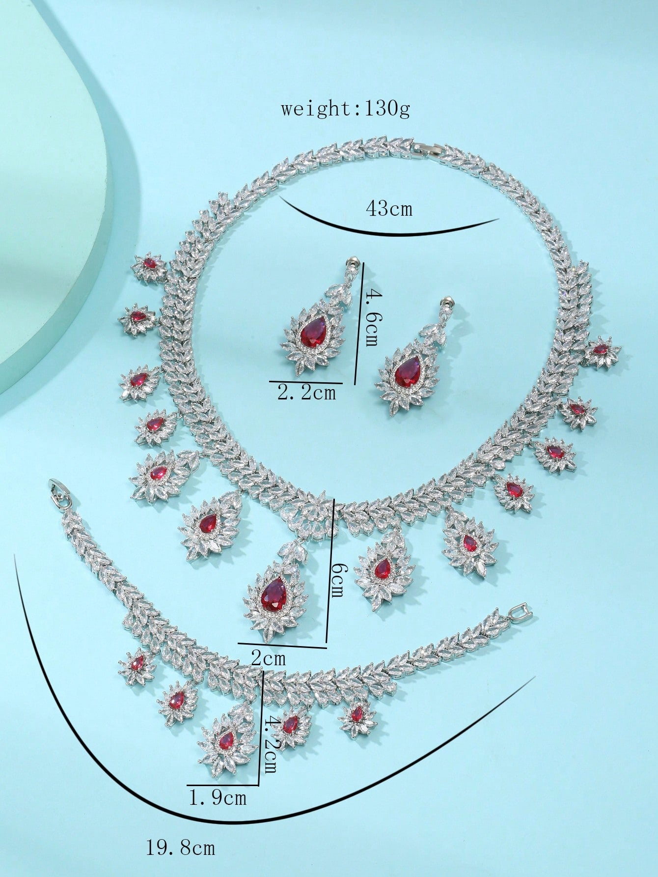 1 Set (4pcs) European & American Luxury Waterdrop Cubic Zirconia Necklace