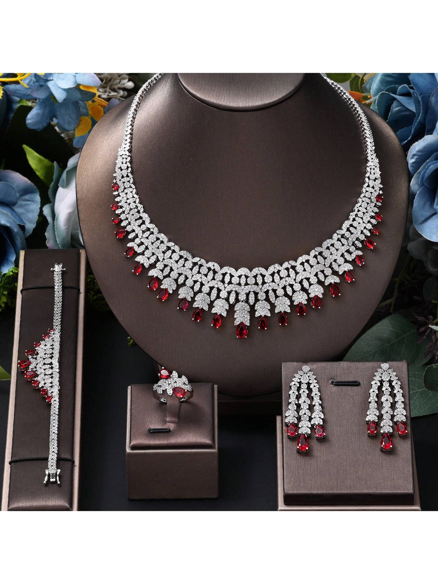 Luxury Nigeria CZ Crystal Wedding 4pcs Bridal Zirconia Full UAE Dubai Jewelry Sets For Women Party - Seen Mai