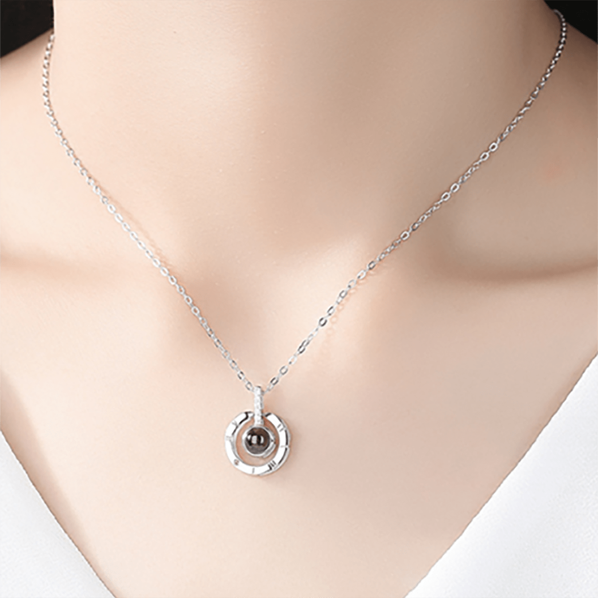 1Pc Projection Necklace I Love You 100 Languages Pendant Jewelry For Lover Girlfriend Couple Romantic Cute Accessories Mother Day Gift - Seen Mai