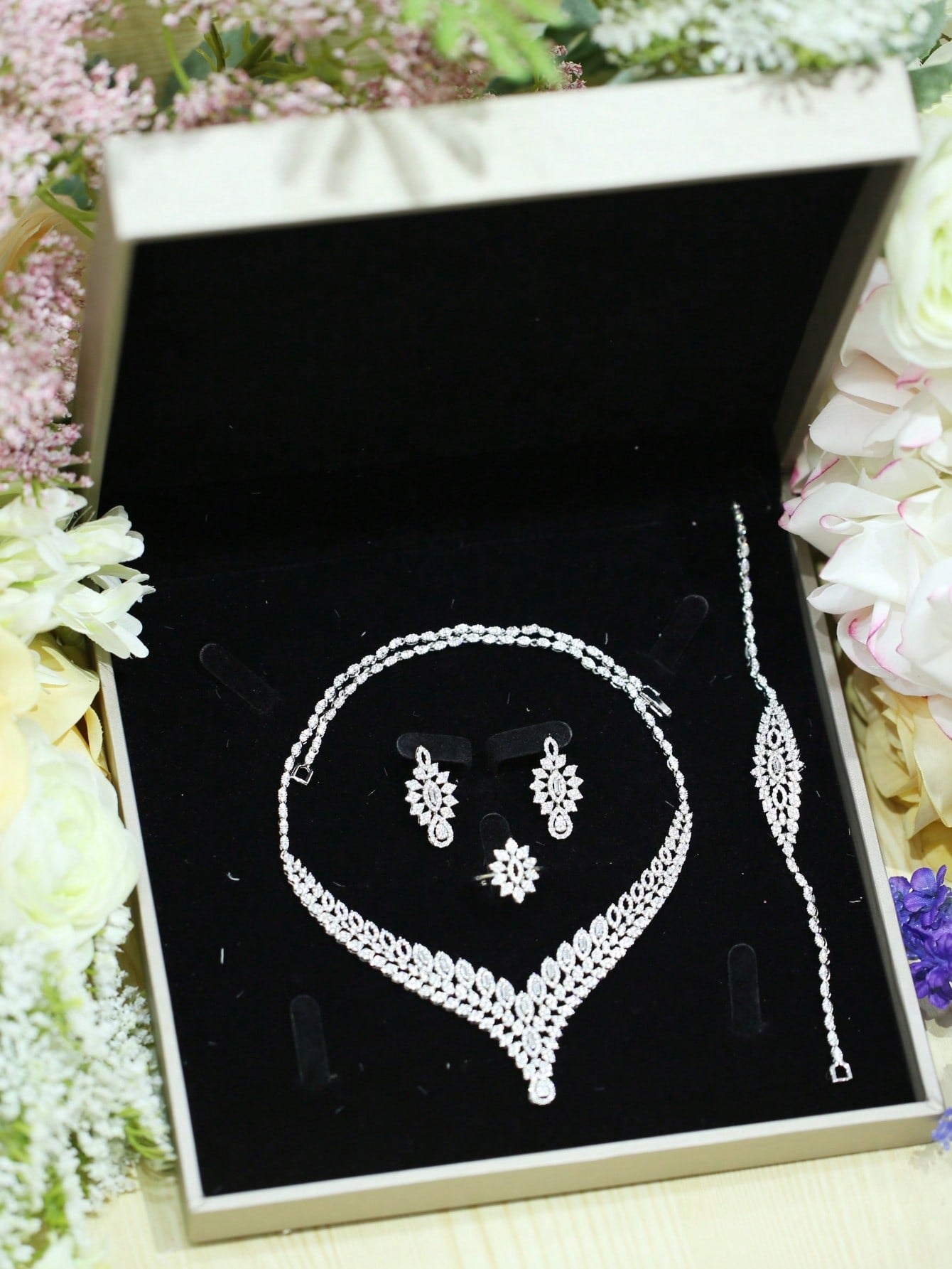 seen JEWELRY 1 Set Big Fashion Cubic Zirconia 4PCS Luxury Jewelry Set For Women Wedding Party Bridal jewelry with Gift Set - Seen Mai