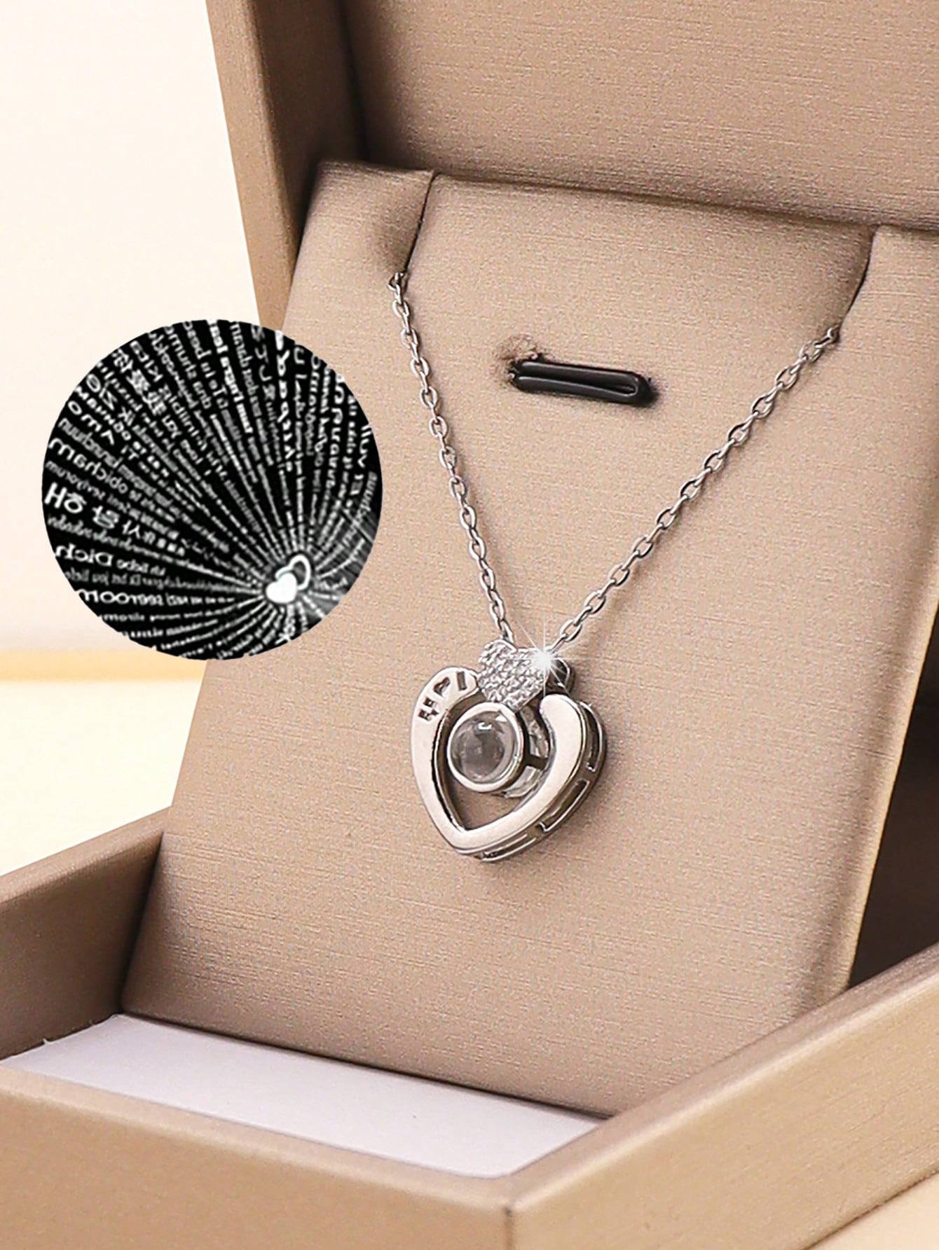 1Pc Projection Necklace I Love You 100 Languages Pendant Jewelry For Lover Girlfriend Couple Romantic Cute Accessories Mother Day Gift - Seen Mai