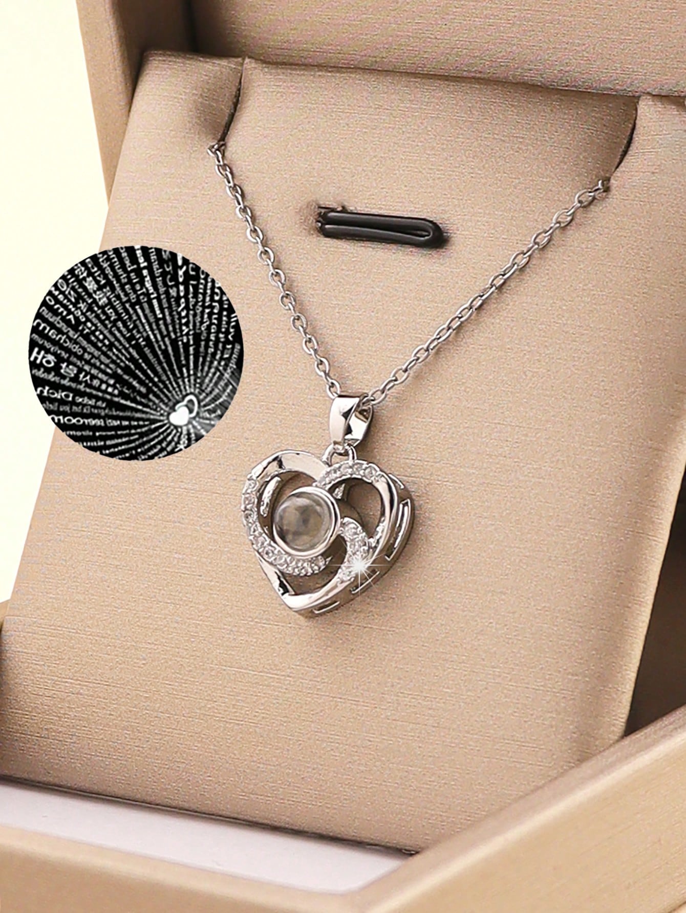 1Pc Projection Necklace I Love You 100 Languages Pendant Jewelry For Lover Girlfriend Couple Romantic Cute Accessories Mother Day Gift - Seen Mai