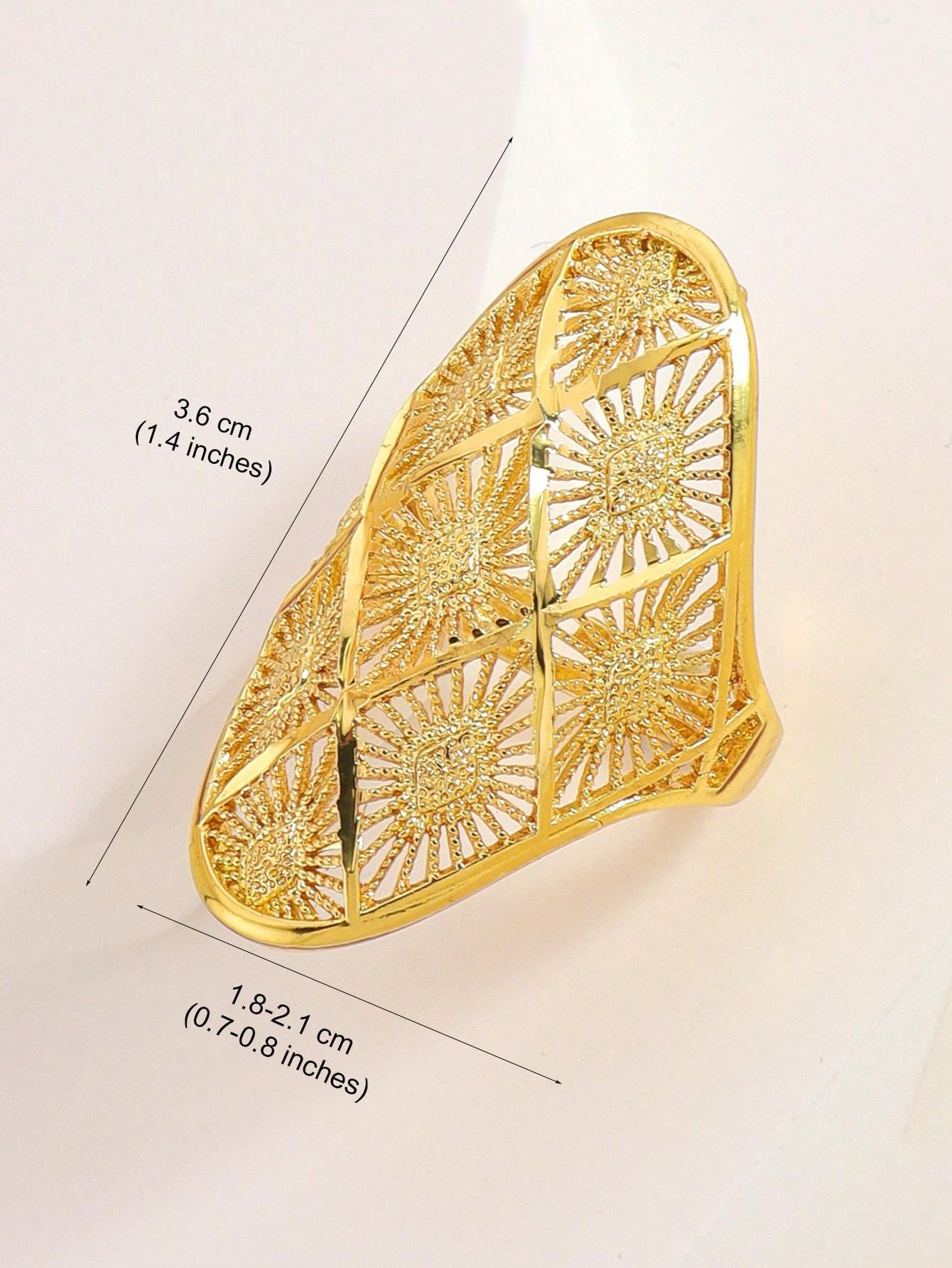 1Pc Retro Gold Sun Ring Retro Hollow Design Copper JewelrySuitable For Women's Daily Wear