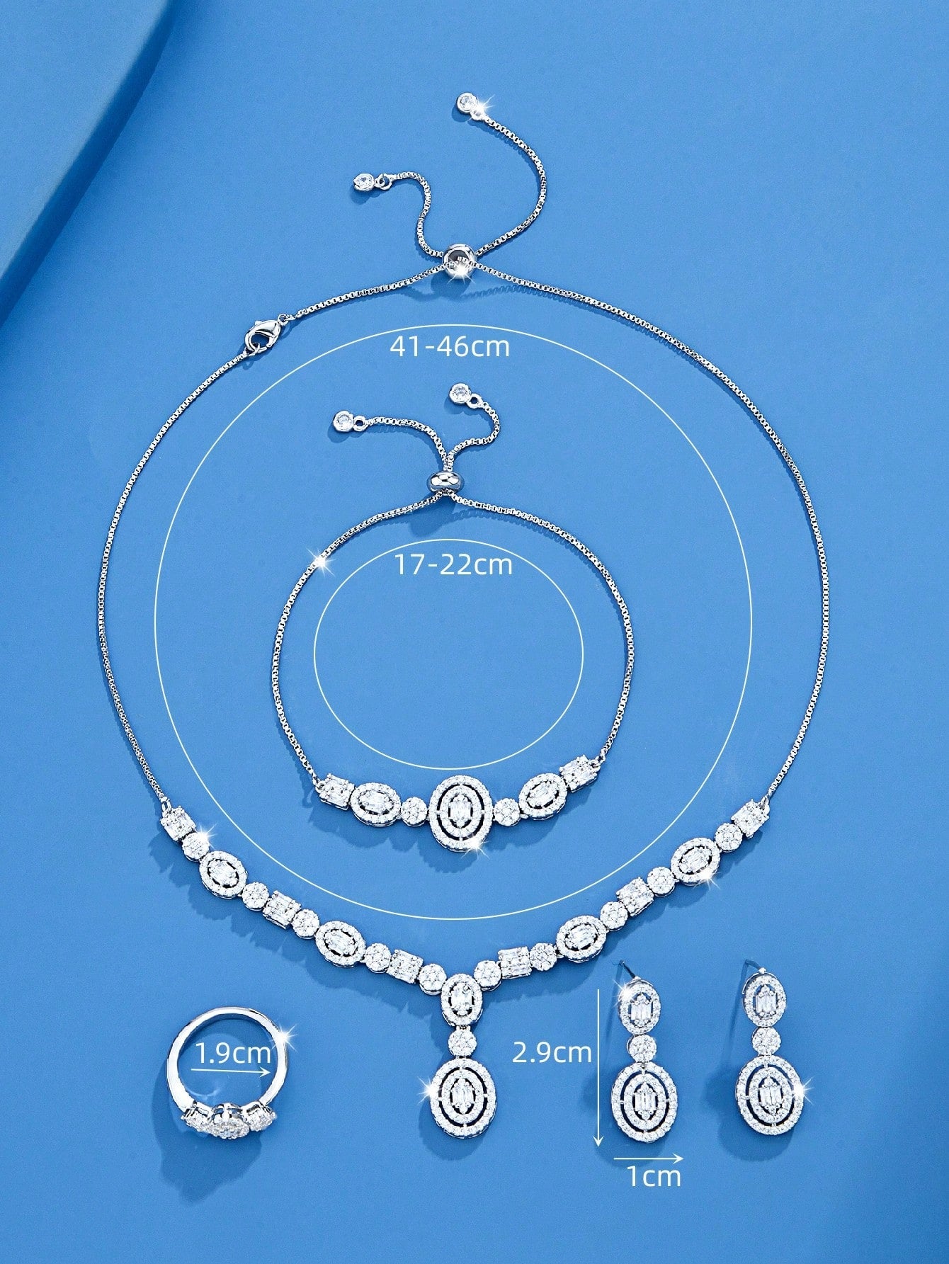 seen JEWELRY 5pcs/Set Luxury Platinum Plated Cubic Zirconia Necklace - Seen Mai