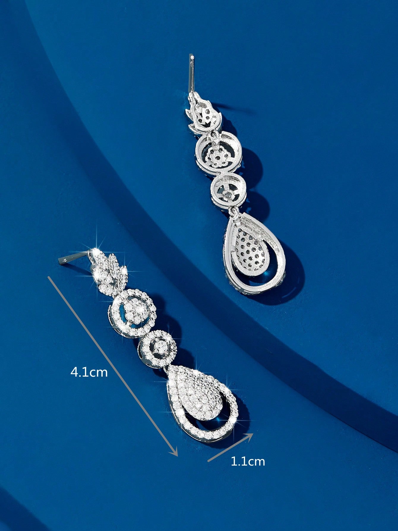 seen JEWELRY 1pair Luxury White Gold-Plated CZ Pendant Earrings For Women - Seen Mai