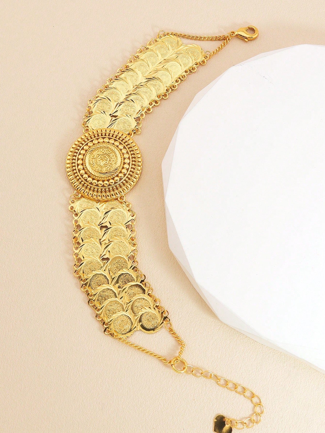 1pc Vintage Gold Coin Bracelet Bohemian Copper Jewelry Suitable For Women's Daily Holiday Dates Wear - Seen Mai