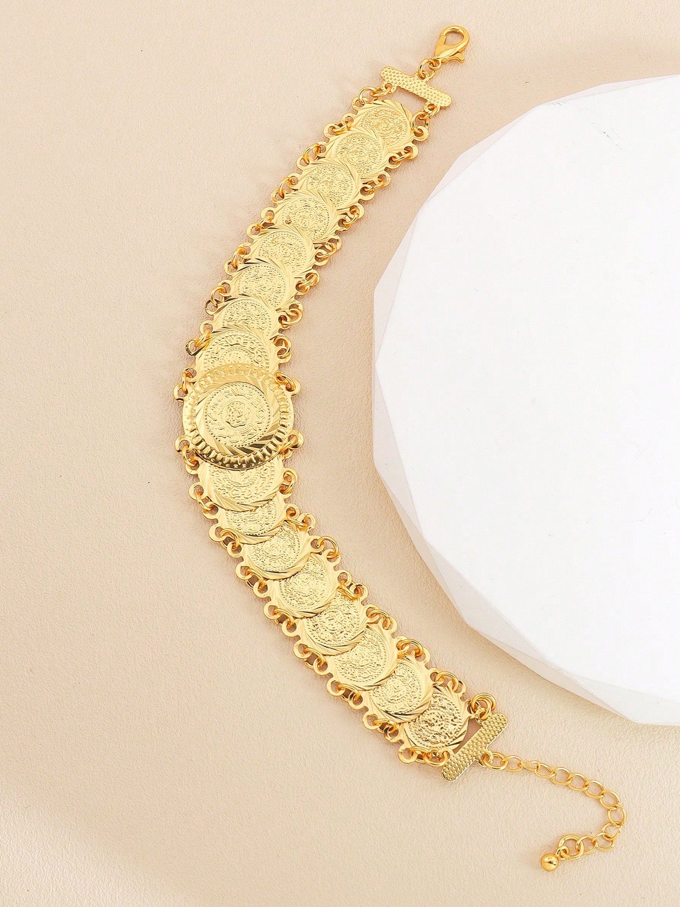 1pc Vintage Gold Coin Bracelet Bohemian Copper Jewelry Suitable For Women's Daily Holiday Dates Wear - Seen Mai