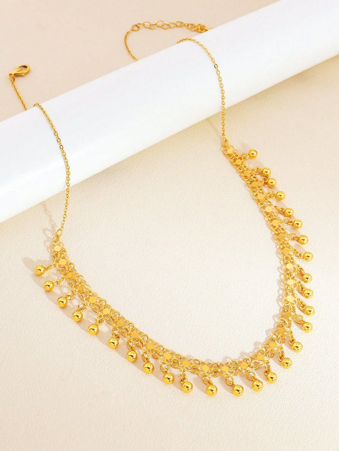 1pc Fashion Small Gold Ball Fringe Pendant Copper Jewelry Necklace Suitable For Girls And Women Daily Wear