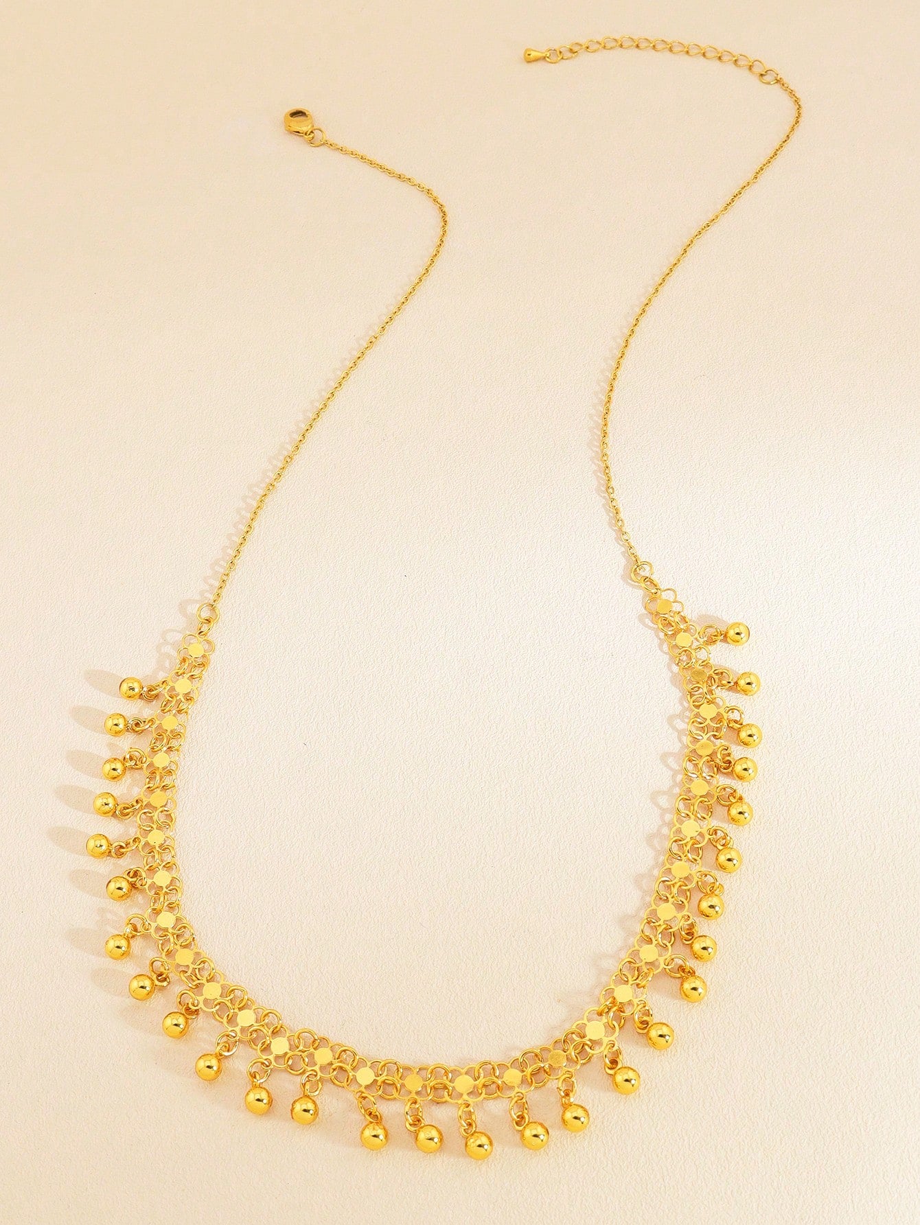 1pc Fashion Small Gold Ball Fringe Pendant Copper Jewelry Necklace Suitable For Girls And Women Daily Wear