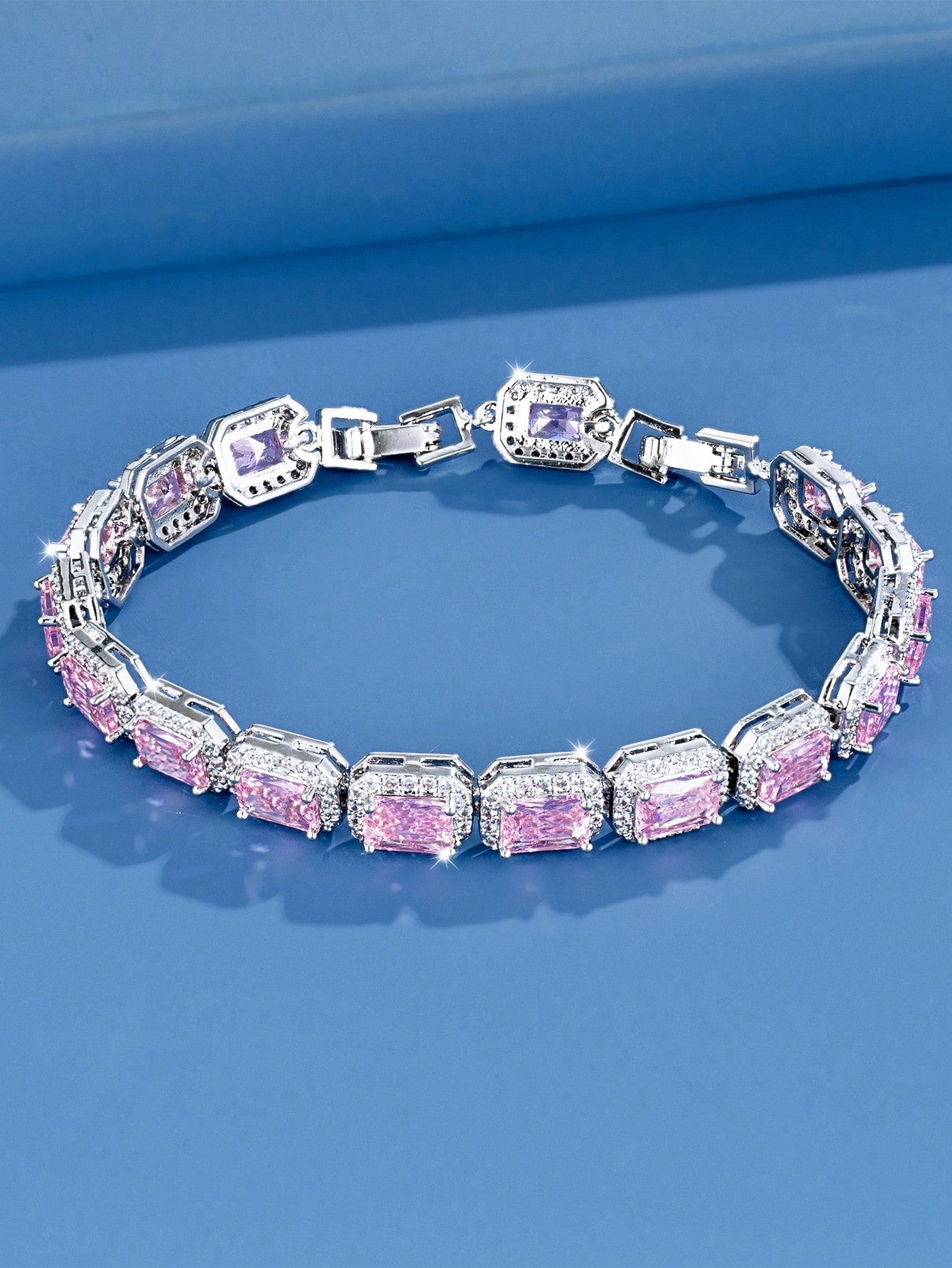 seen JEWELRY 1pc Artificial Cubic Zirconia White Gold Plated Luxurious Bracelet For Women - Seen Mai