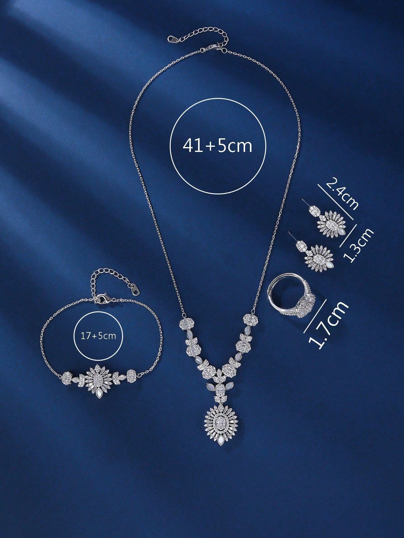 4pcs Copper Material Fashionable & Charming Zirconia Combination Set