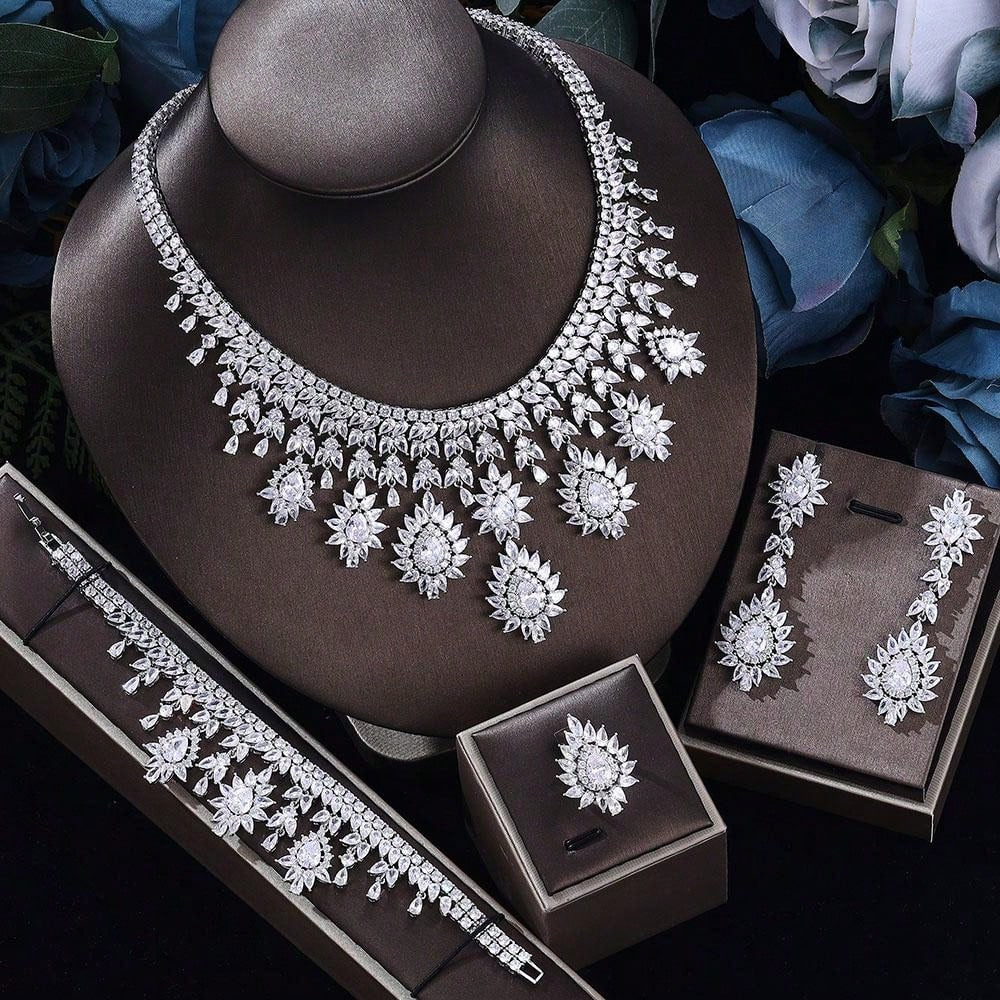 Luxury Fashion Brand Nigeria Saudi Arabia Engagement Wedding Party Shiny  Jewelry Set Women - Seen Mai