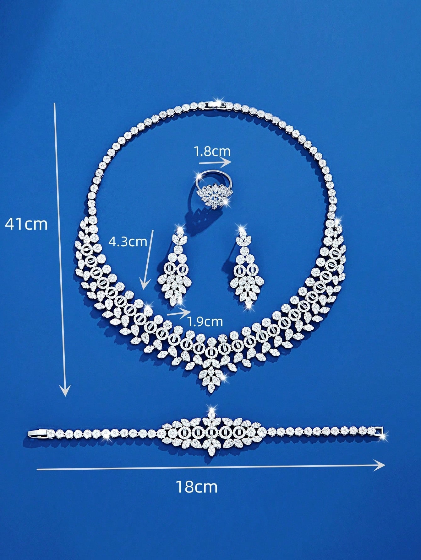 seen JEWELRY 5pcs Luxury Inlaid White-Gold Plated Jewelry Set For Women - Seen Mai