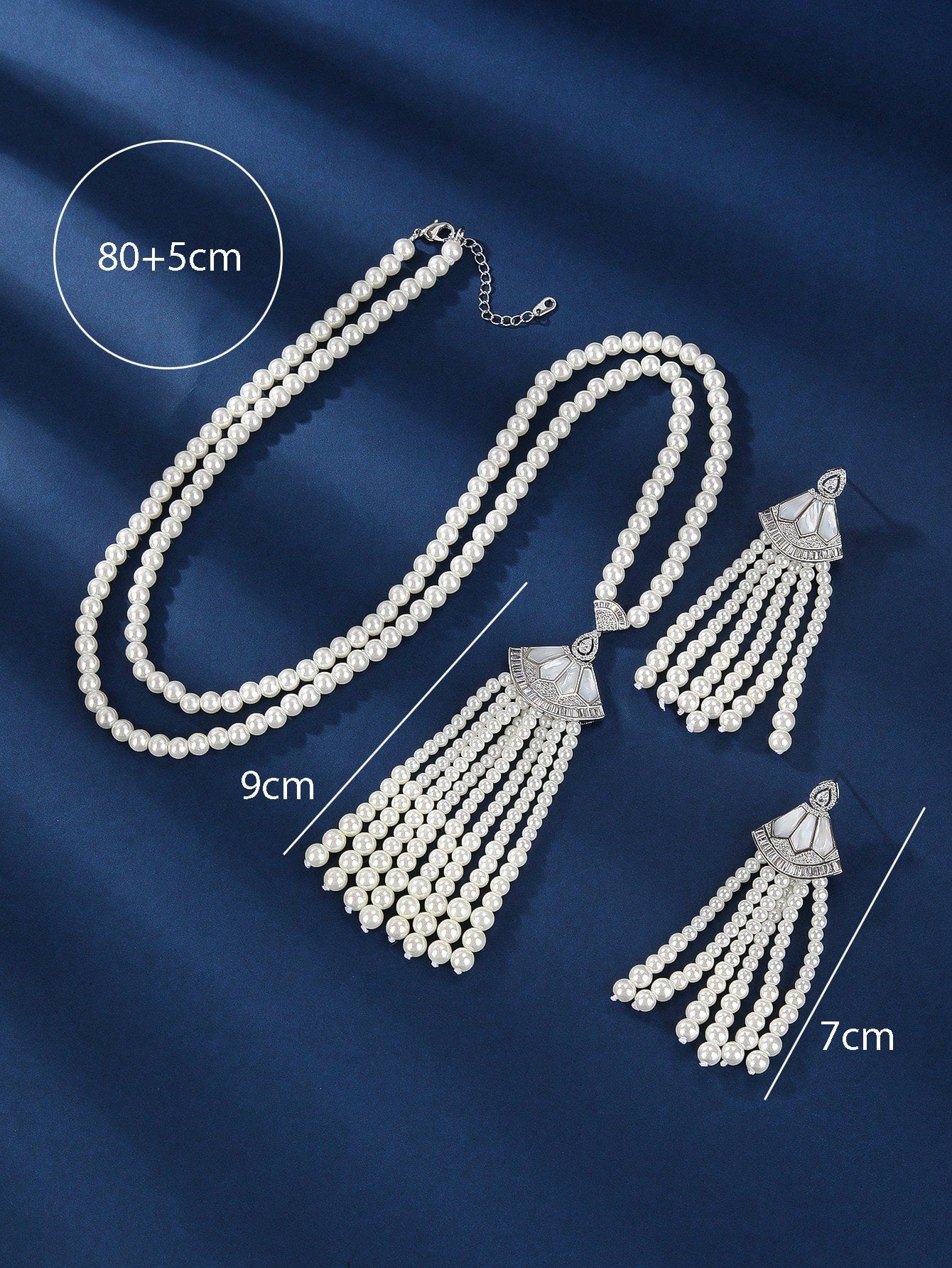 Pearl And Cubic Zirconia 2pcs/Set Jewelry Set