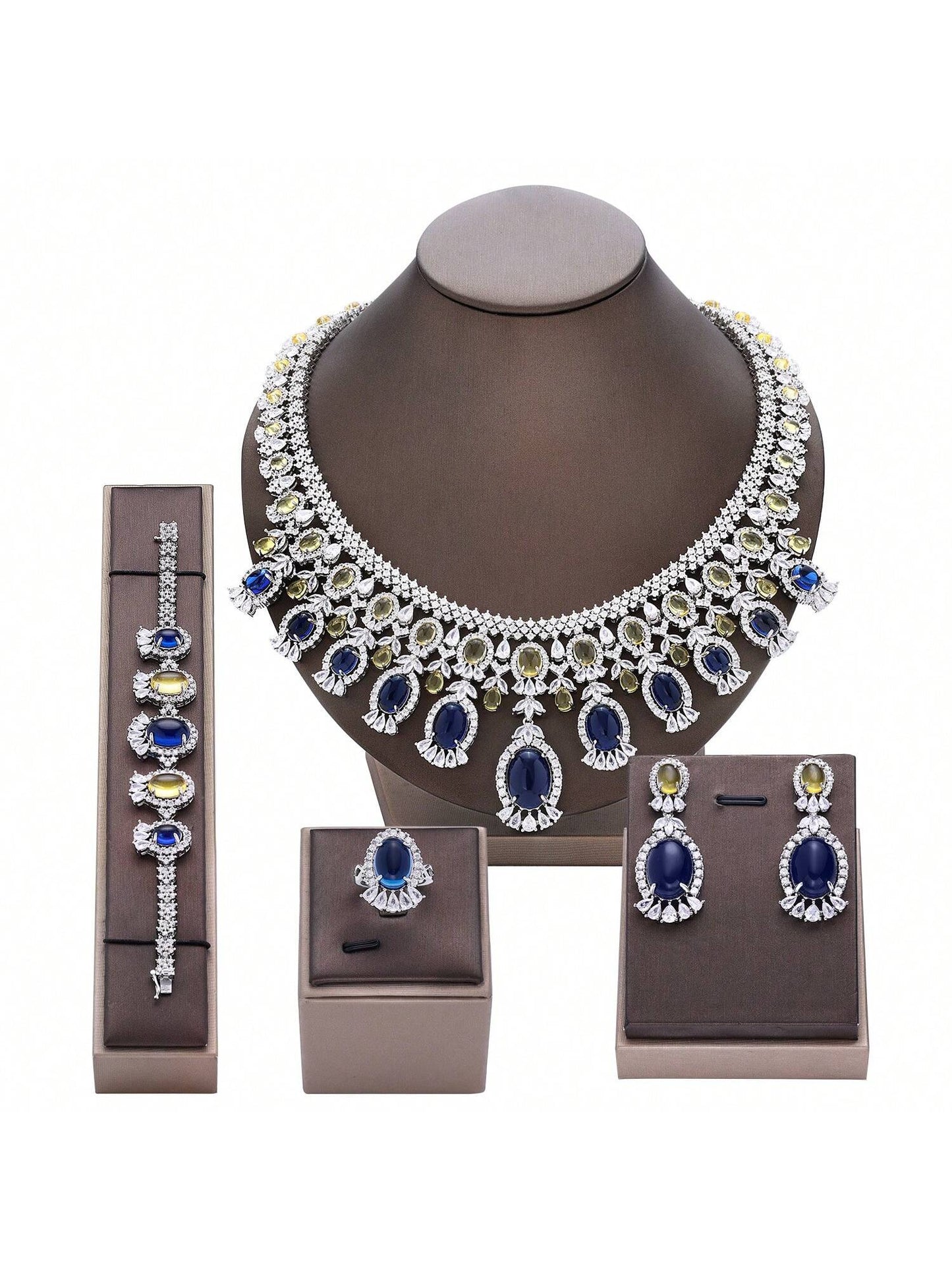 American Rhinestone Crystal Bridal Wedding Dubai Jewelry Sets - Seen Mai