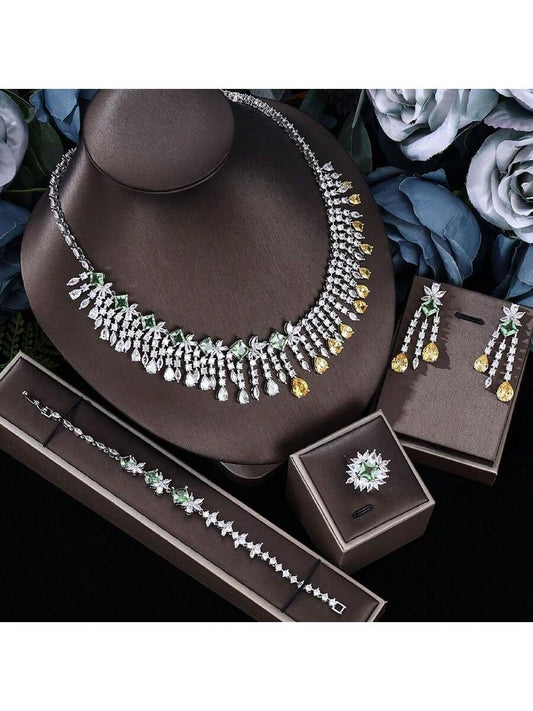 Hotsale 4pcs Bridal Jewelry Sets New Fashion Dubai Jewelry Set For Women Wedding Party Accessories Design - Seen Mai