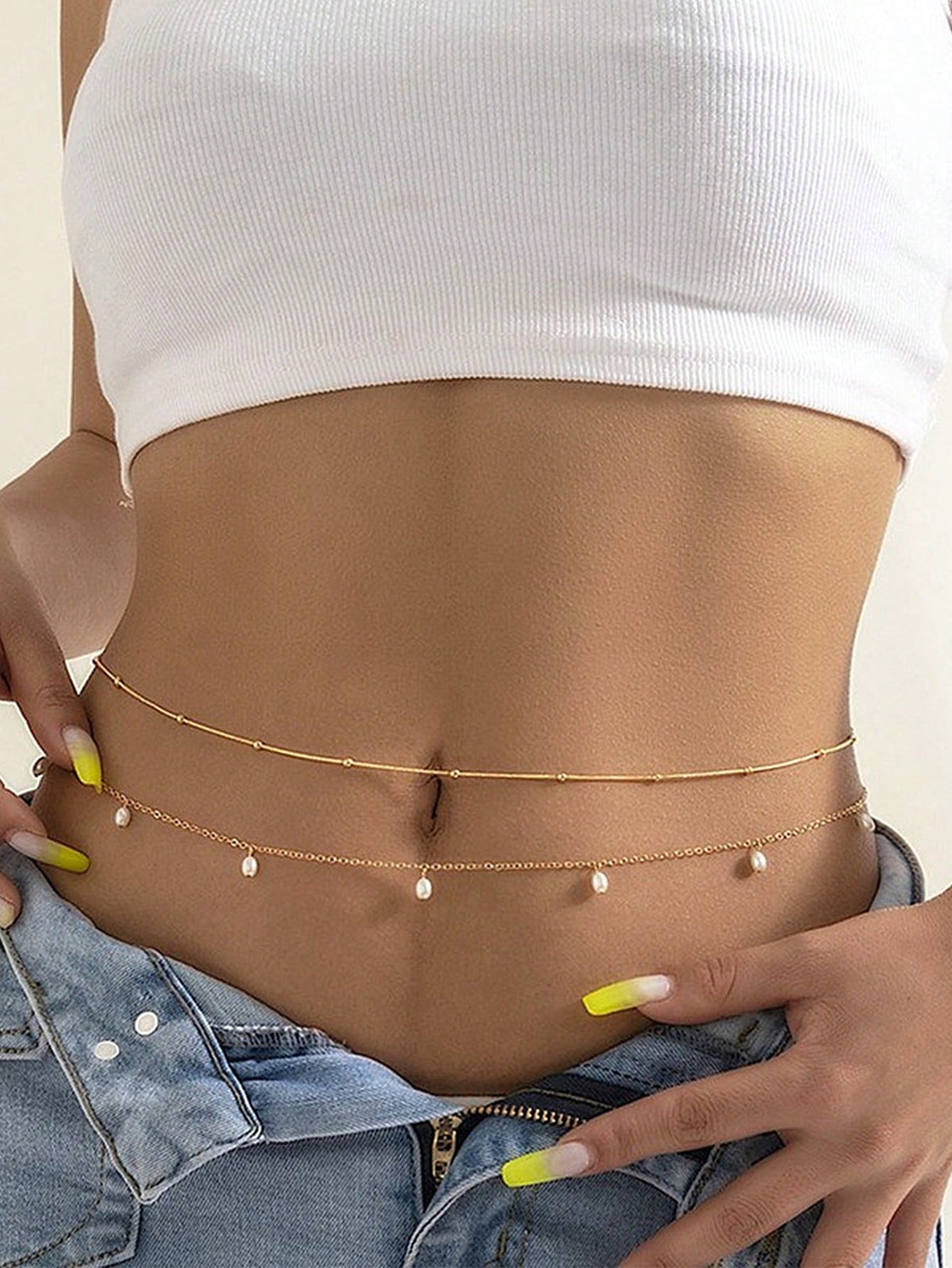 SEENMAI 1 Sexy Faux Crystal Tassel Waist Chains