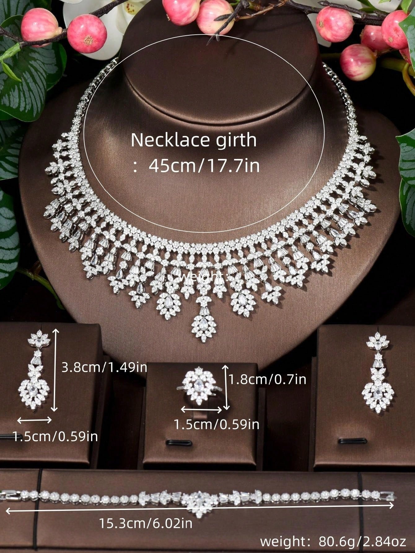 1 Set Of Elegant Cubic Zirconia Tassel Decorated Jewelry Set, Suitable For Gifting To Women As A Wedding Gift - Seen Mai