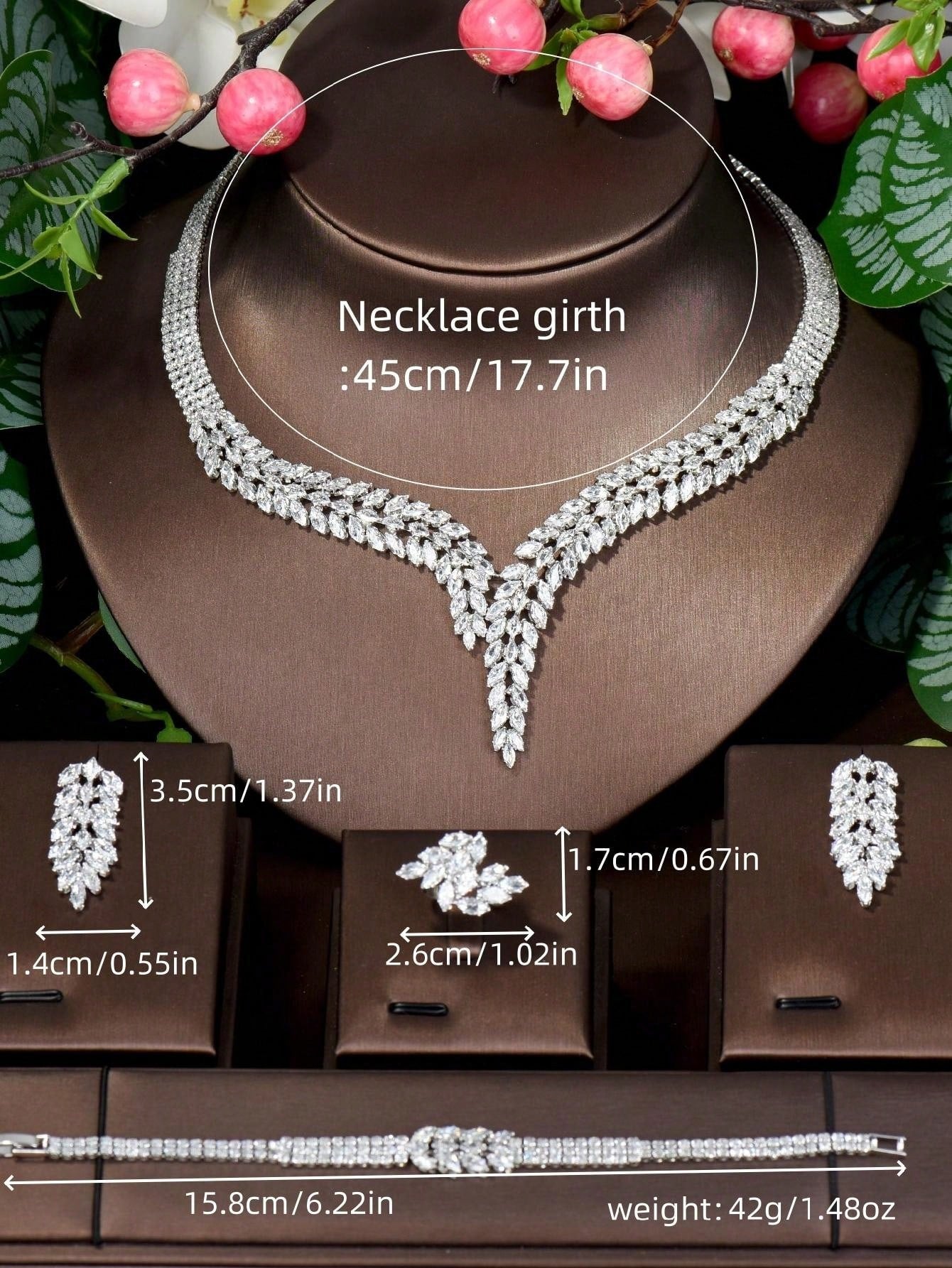 1 Set Of Elegant Cubic Zirconia Tassel Decorated Jewelry Set, Suitable For Gifting To Women As A Wedding Gift - Seen Mai