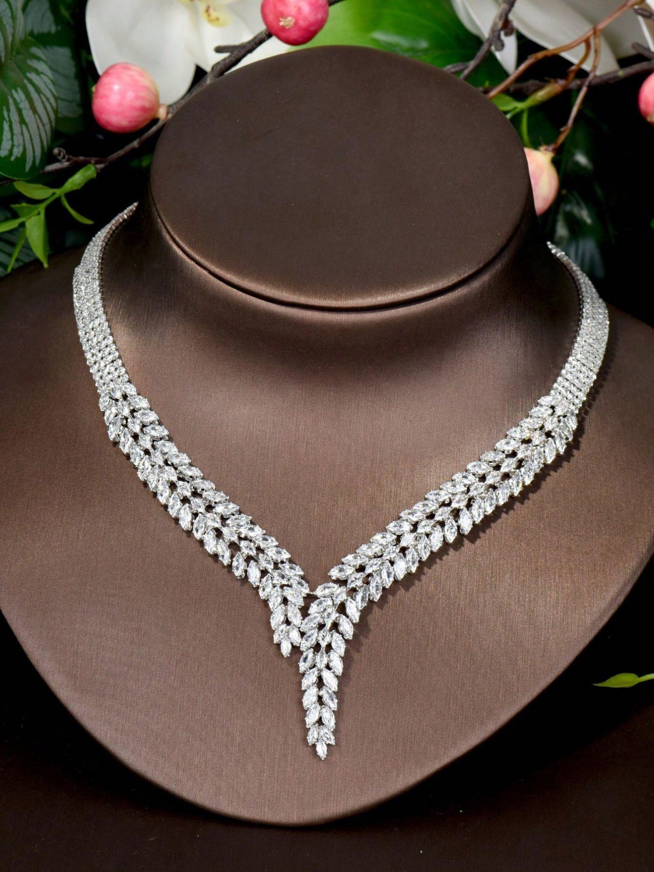 1 Set Of Elegant Cubic Zirconia Tassel Decorated Jewelry Set, Suitable For Gifting To Women As A Wedding Gift - Seen Mai