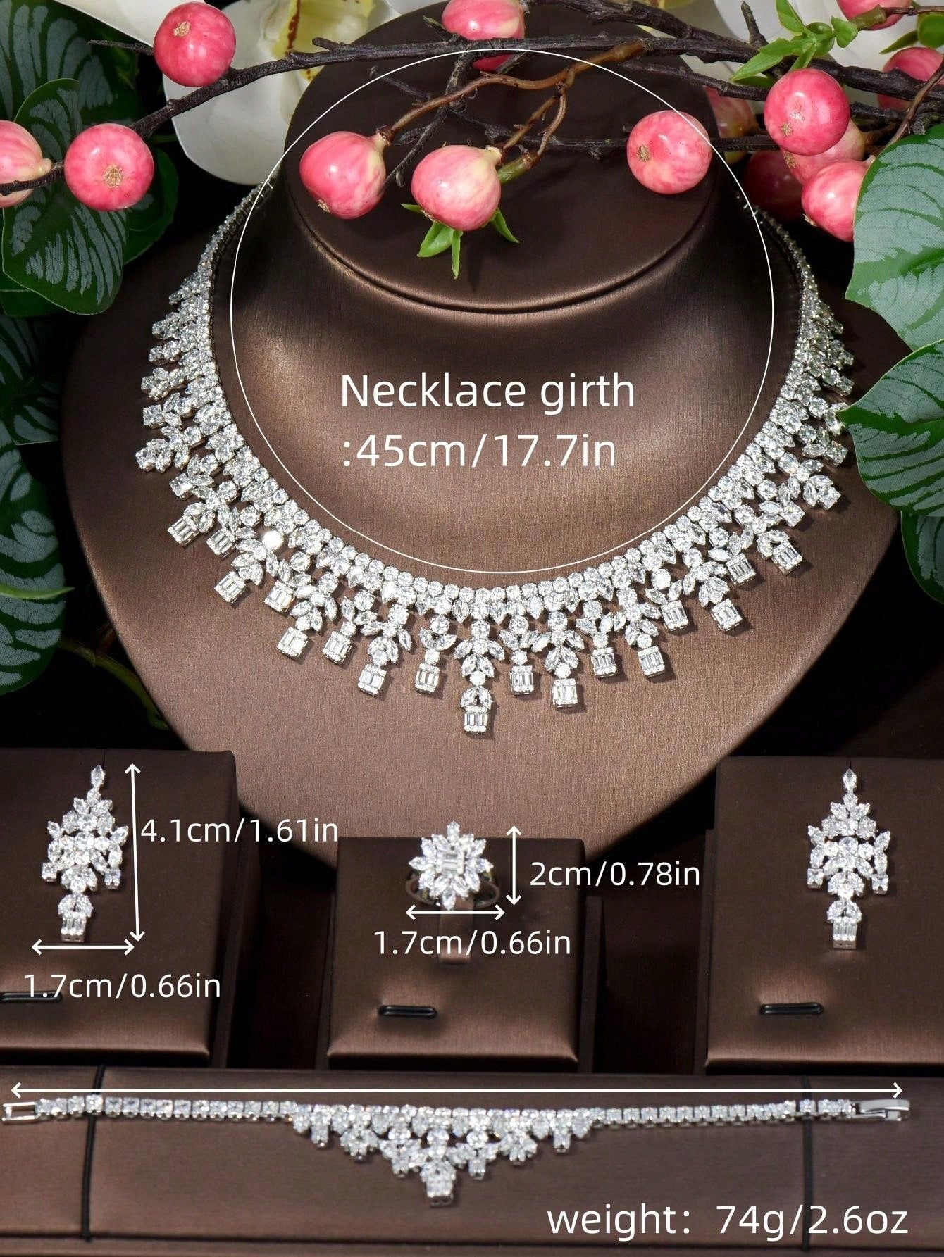 1 Set Elegant Cubic Zirconia Sunflower Decorated Jewelry Set, Suitable For Ladies Engagement & Wedding - Seen Mai