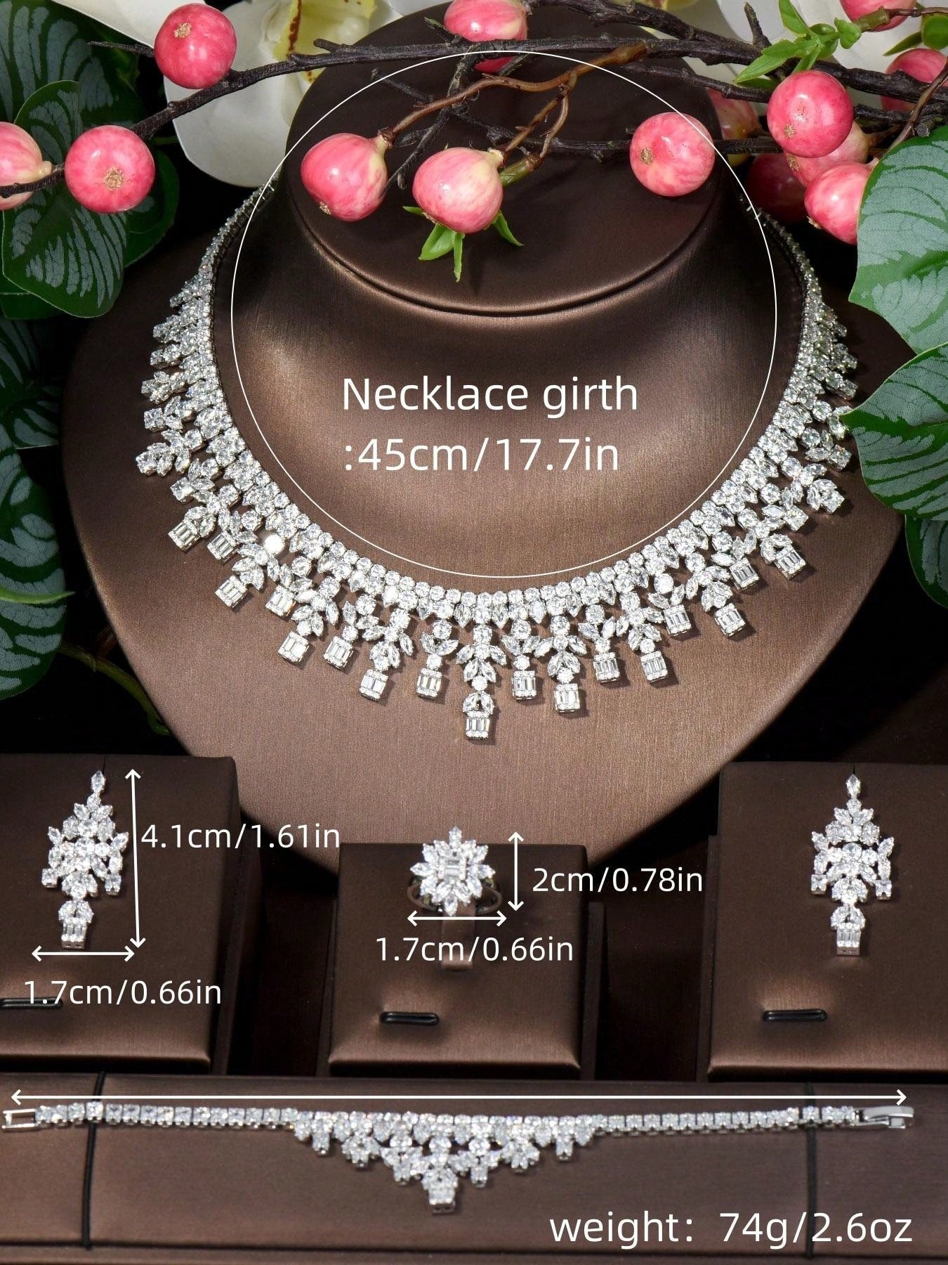 1 Set Elegant Cubic Zirconia Sunflower Decorated Jewelry Set, Suitable For Ladies Engagement & Wedding - Seen Mai