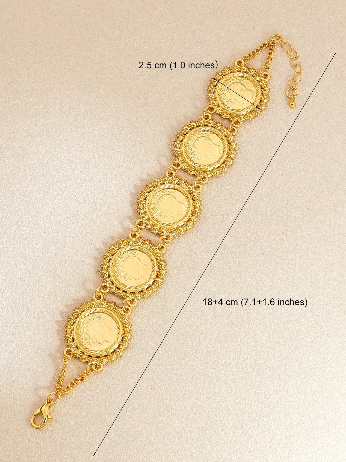 1pc Vintage Gold Coin Bracelet Bohemian Copper Jewelry Suitable For Women's Daily Holiday Dates Wear - Seen Mai