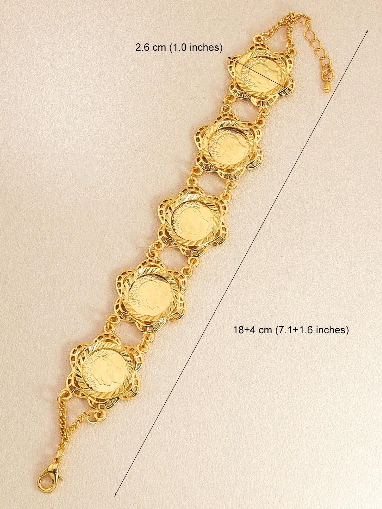 1pc Vintage Gold Coin Bracelet Bohemian Copper Jewelry Suitable For Women's Daily Holiday Dates Wear - Seen Mai