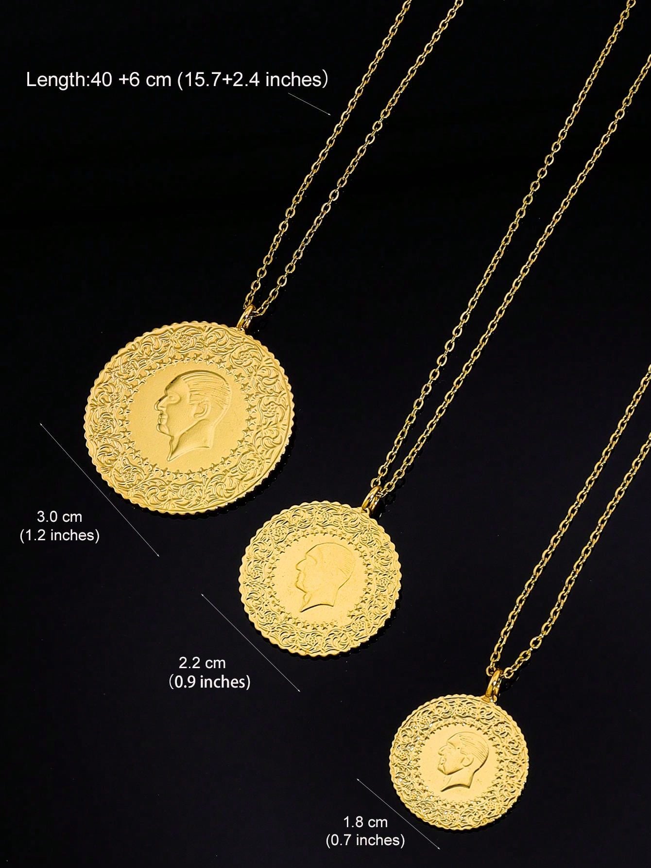 1pc Vintage Gold Coin Pendant Necklace Arab Turkish Totem Head Necklace Copper Jewelry Suitable For Women And Men - Seen Mai