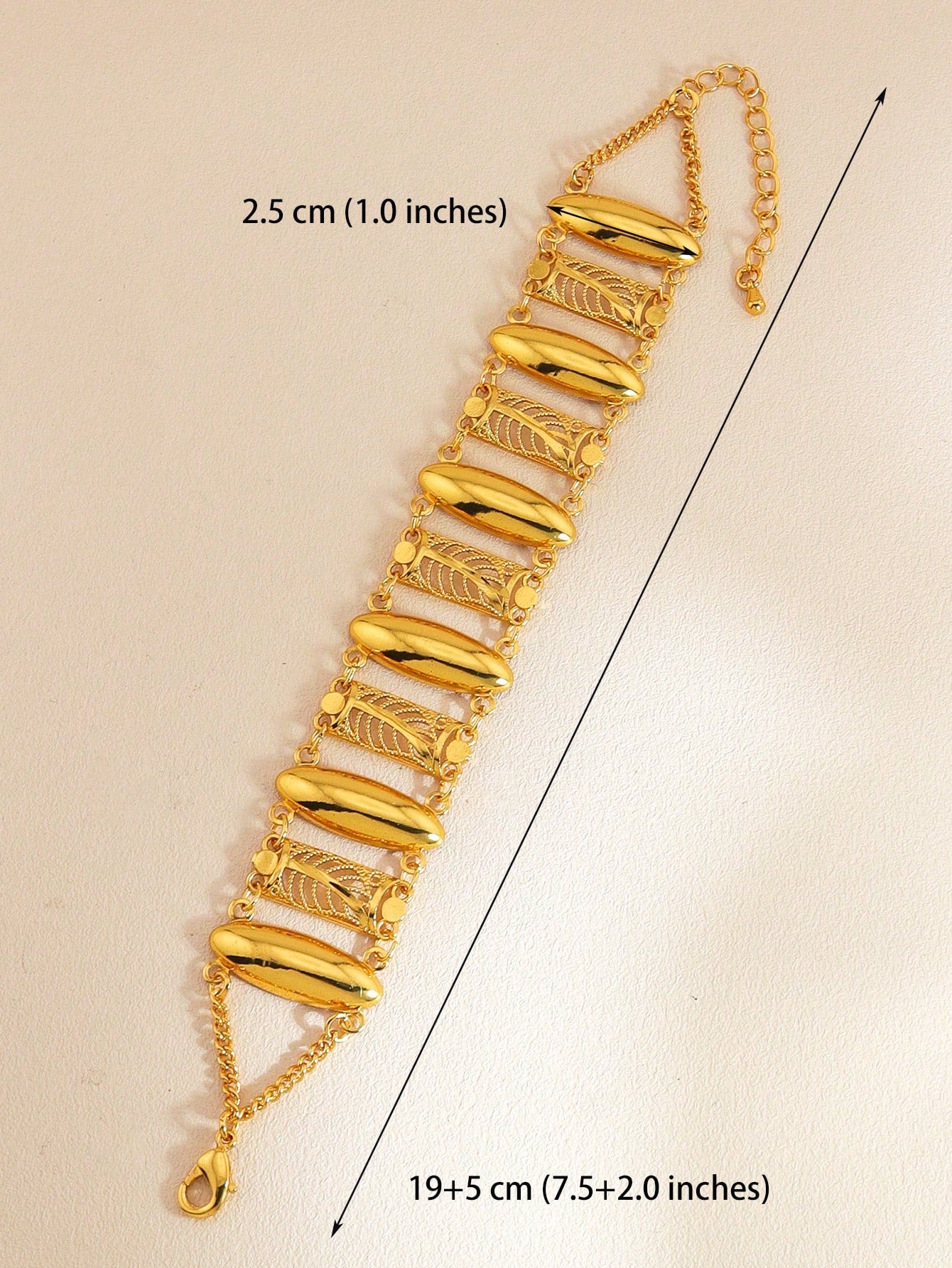 1pc Fashionable Gold Hollow Bracelet Copper Jewelry Suitable For Women Daily Festival Wear - Seen Mai