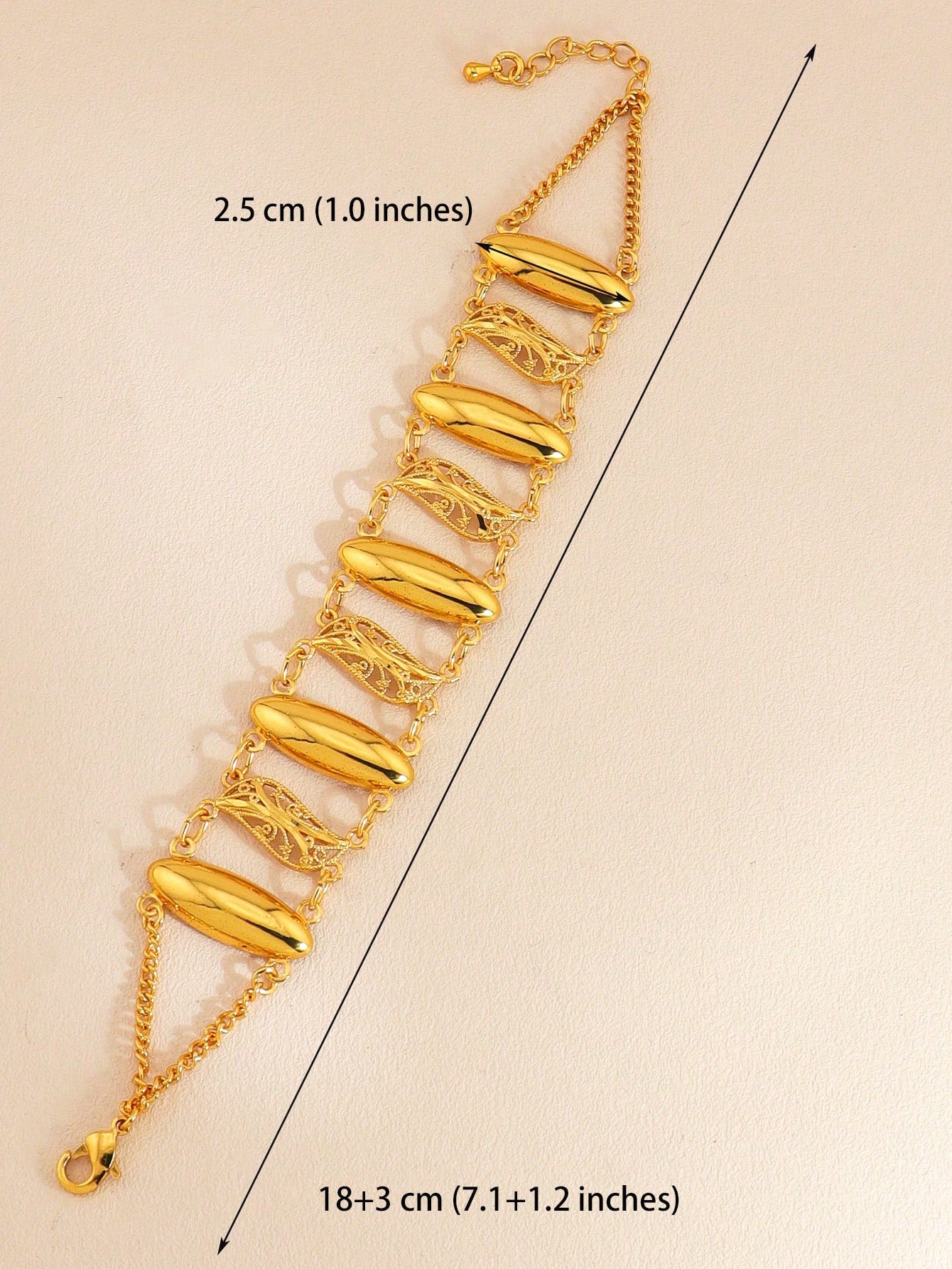 1pc Fashionable Gold Hollow Bracelet Copper Jewelry Suitable For Women Daily Festival Wear - Seen Mai