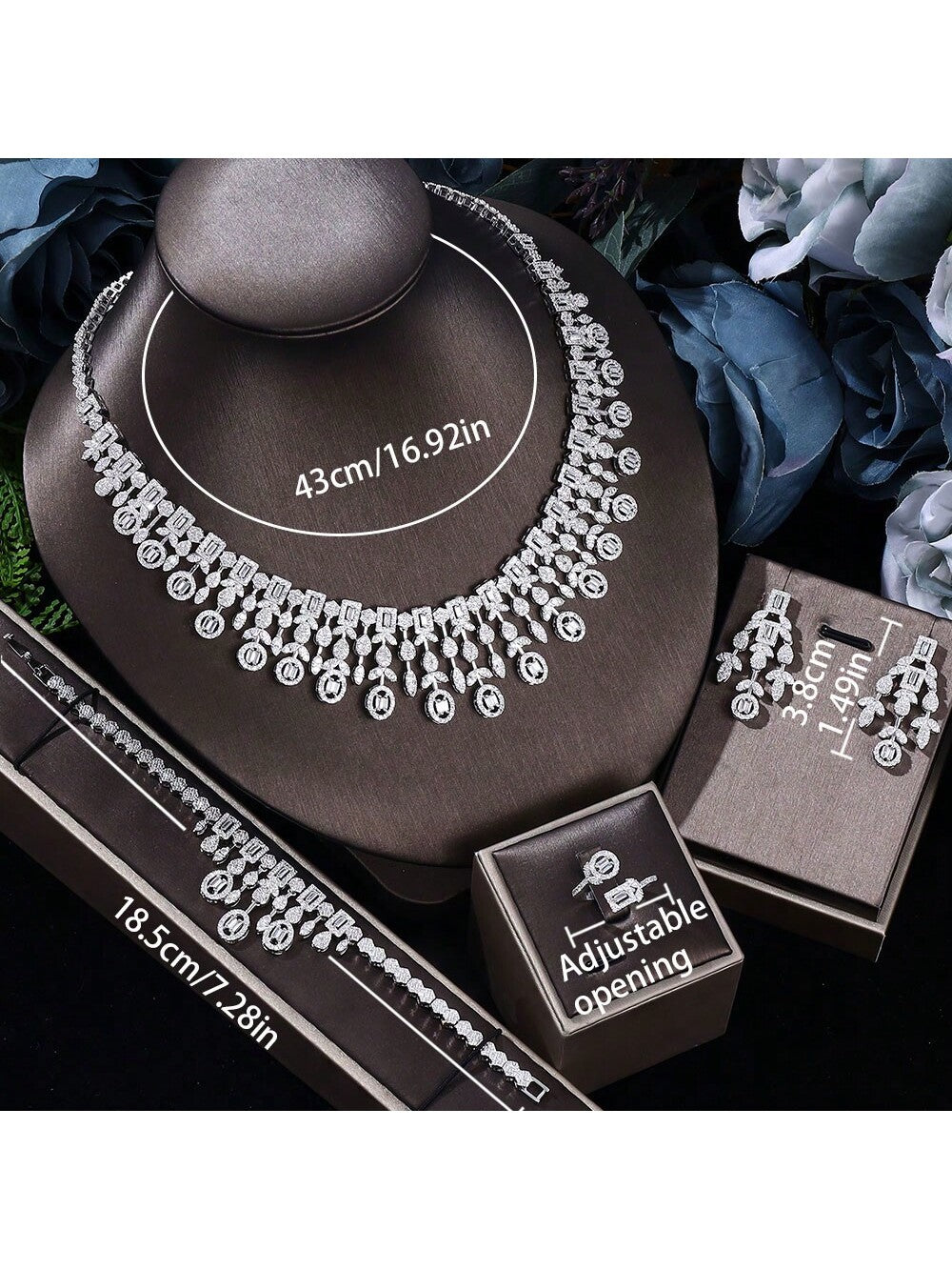 2024 New Dubai Nigeria Africa 4-Piece Set Women's Cubic Zirconia Jewelry Set Bridal Wedding Party Luxury CZ Crystal Jewelry Set - Seen Mai