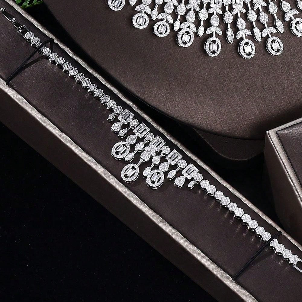 2024 New Dubai Nigeria Africa 4-Piece Set Women's Cubic Zirconia Jewelry Set Bridal Wedding Party Luxury CZ Crystal Jewelry Set - Seen Mai