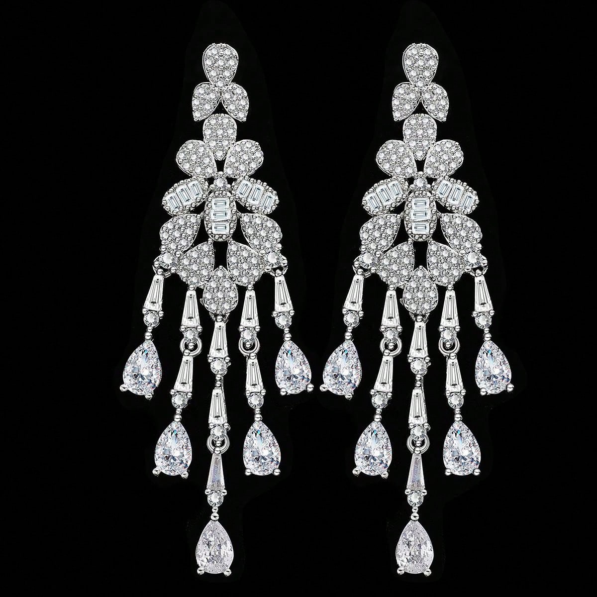 Necklace Bracelet Ring Cubic Zirconia Jewelry Set High Quality Tassel Drops Dubai Nigeria Wedding Party Bride Jewelry - Seen Mai