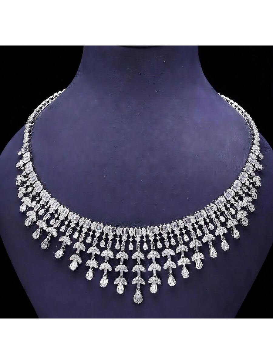 Arabia Dubai Cubic Zirconia Leaf Jewelry Set For Heavy Dinner Bridal Wedding 4Pcs Jewelry Set Women - Seen Mai