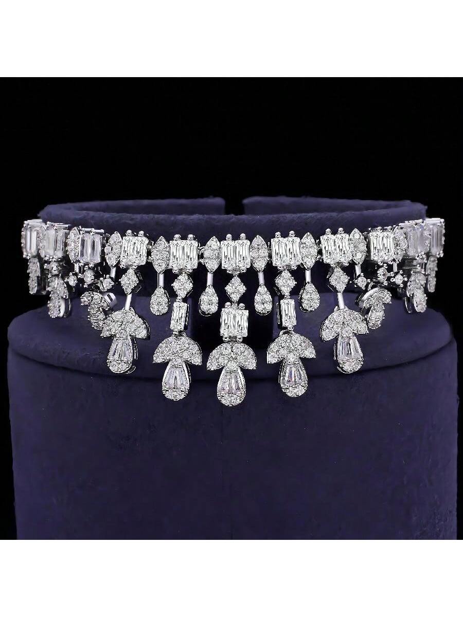 Arabia Dubai Cubic Zirconia Leaf Jewelry Set For Heavy Dinner Bridal Wedding 4Pcs Jewelry Set Women - Seen Mai