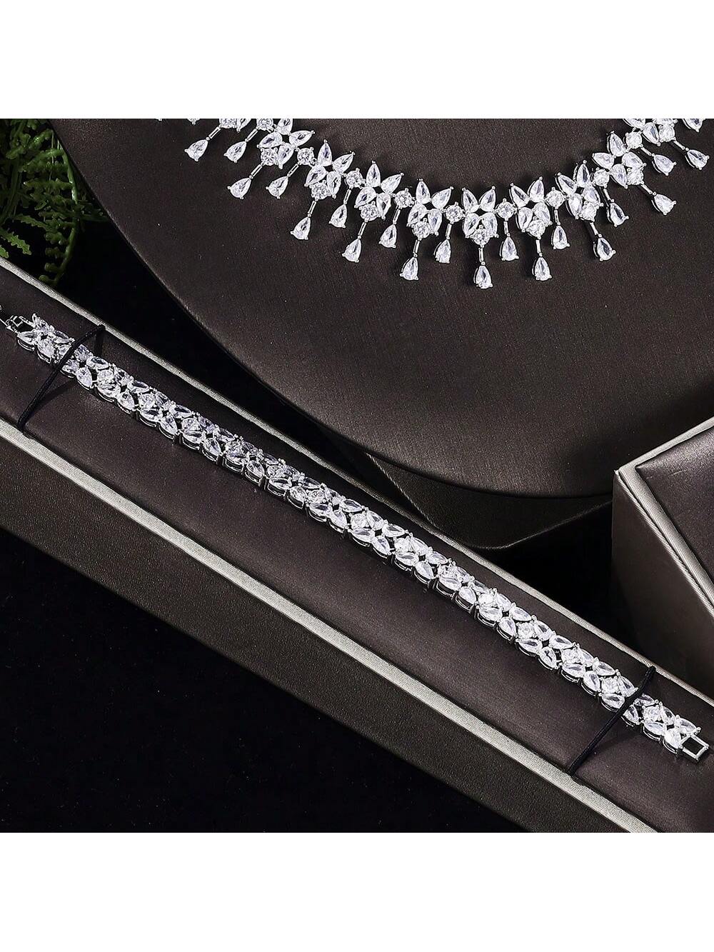 High Quality Women Jewelry Set 4 PCS Cubic Zirconia Saudi Arabia Bridal Wedding Jewellery Accessories - Seen Mai